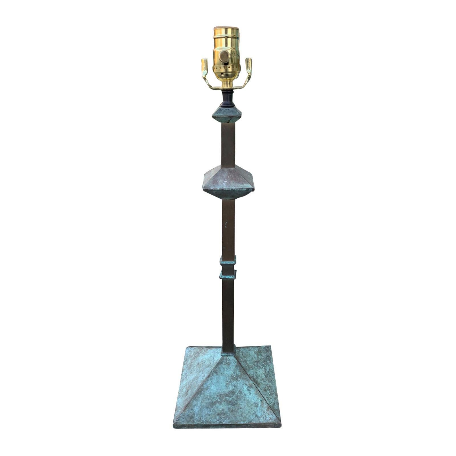 20th Century Verdigris Column Lamp