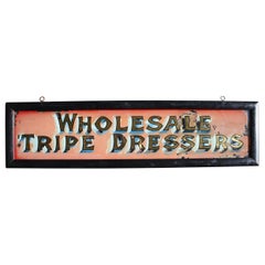 20th Century Verre Églomisé Reverse Glass Painted "Tripe Dresser" Trade Sign
