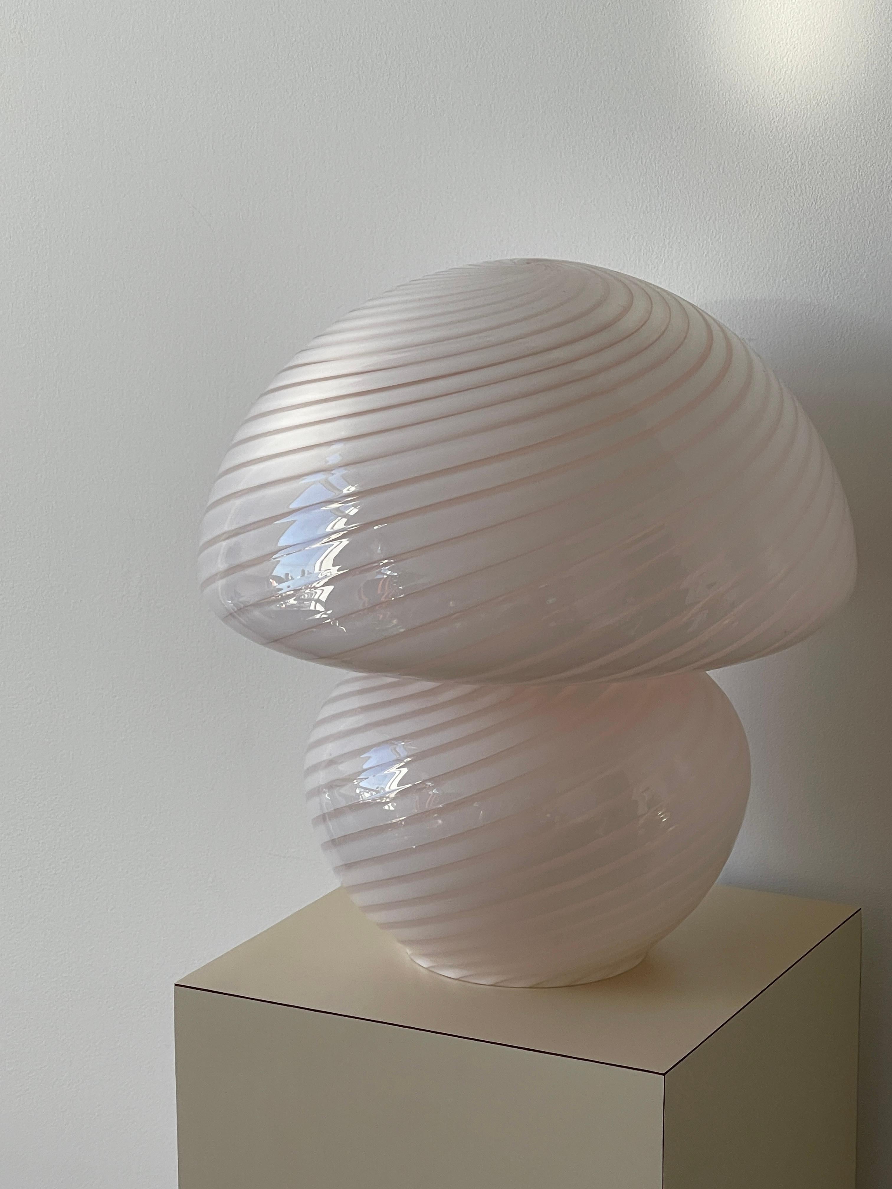 Murano Glass 20th Century Vetri Murano Pink Mushroom Lamp