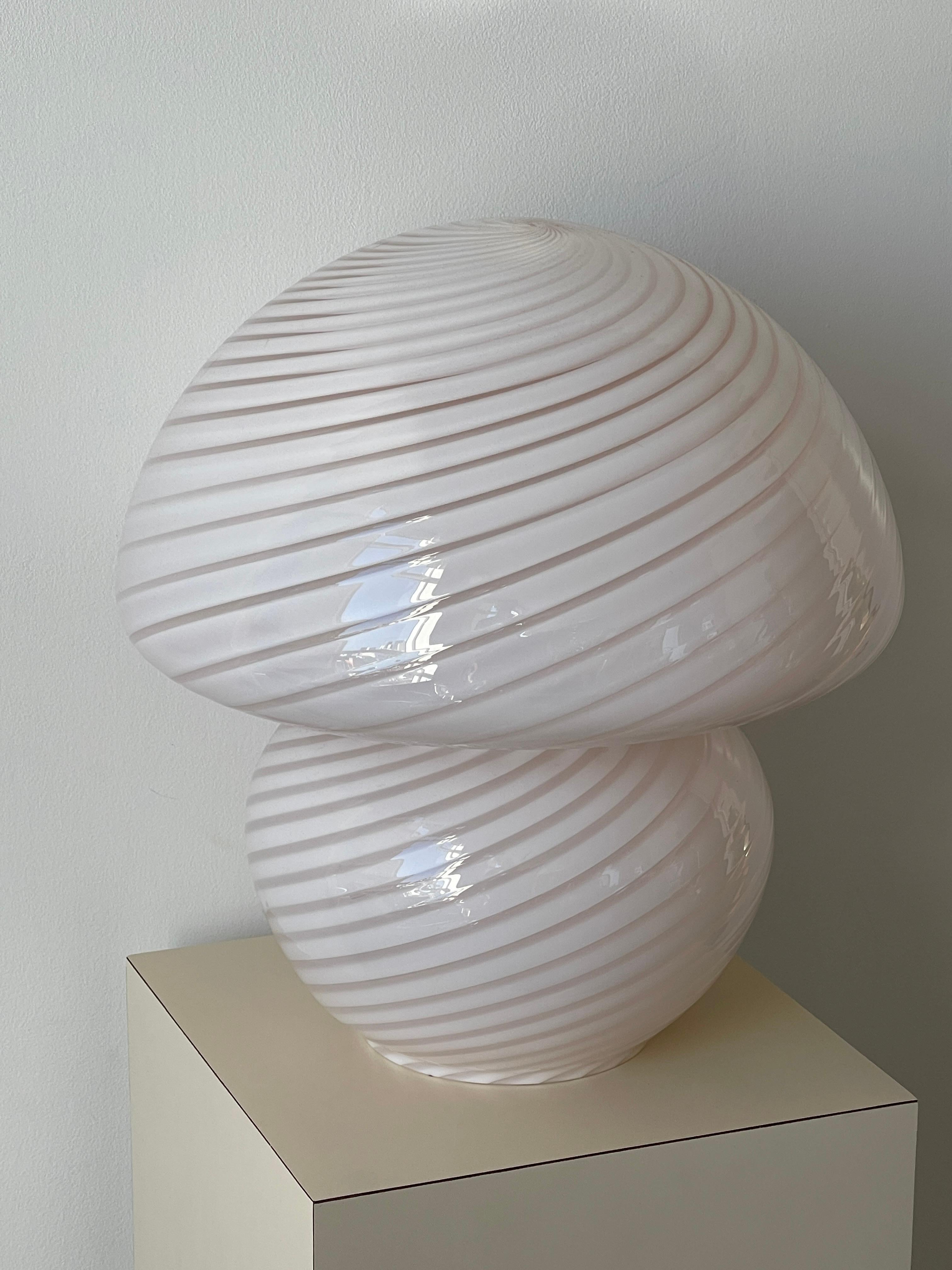 Italian 20th Century Vetri Murano Pink Mushroom Lamp