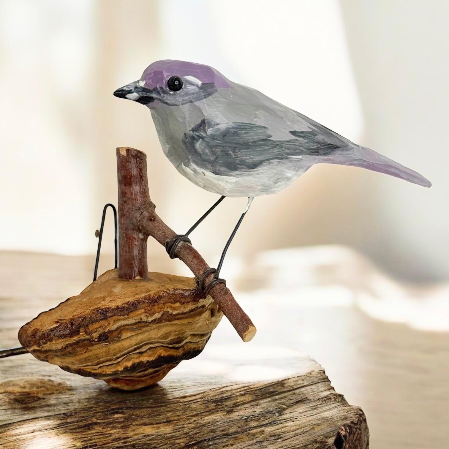 20th Century Viechtauer Carved Wood Bird Folk Art Black Forest Antique Austria in vendita 9