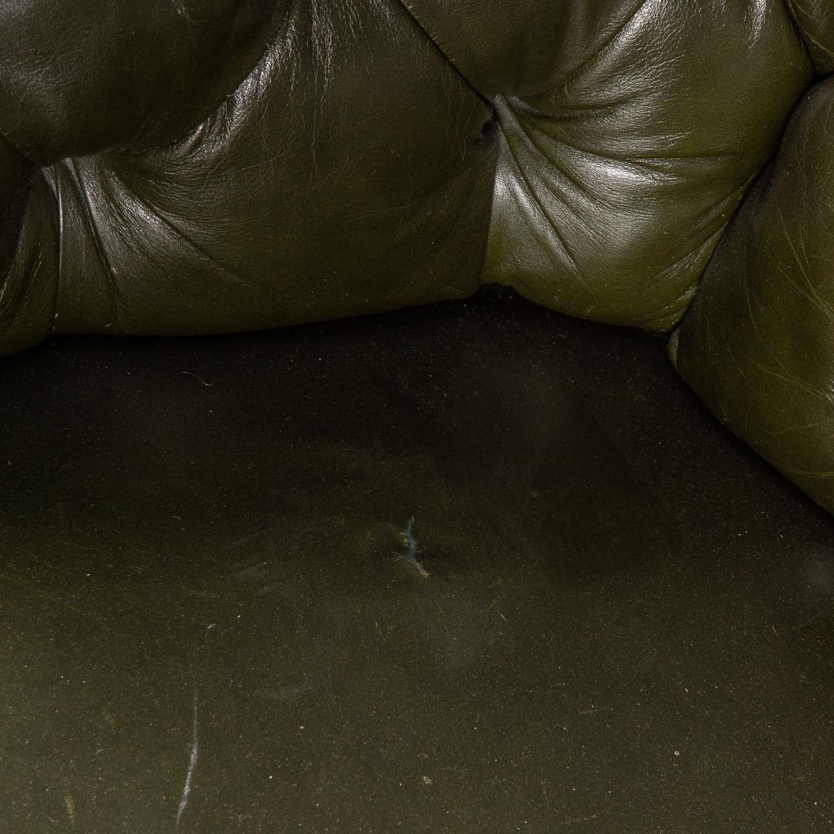 20th Century Victorian Green Leather Chesterfield Sofa, c.1900 13