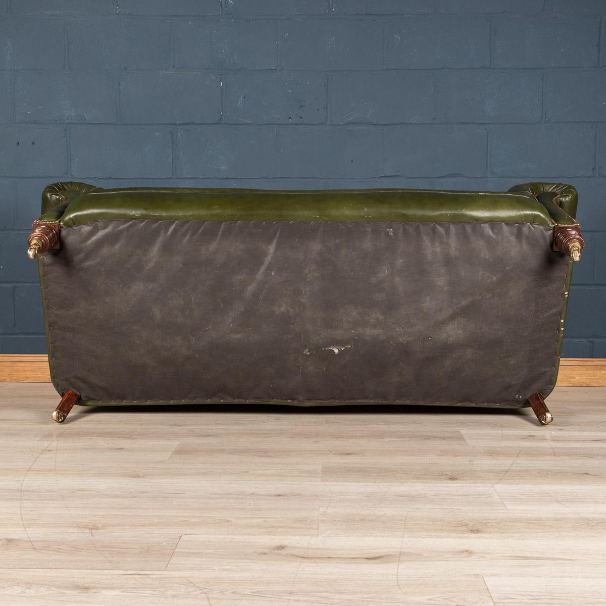 20th Century Victorian Green Leather Chesterfield Sofa, c.1900 2