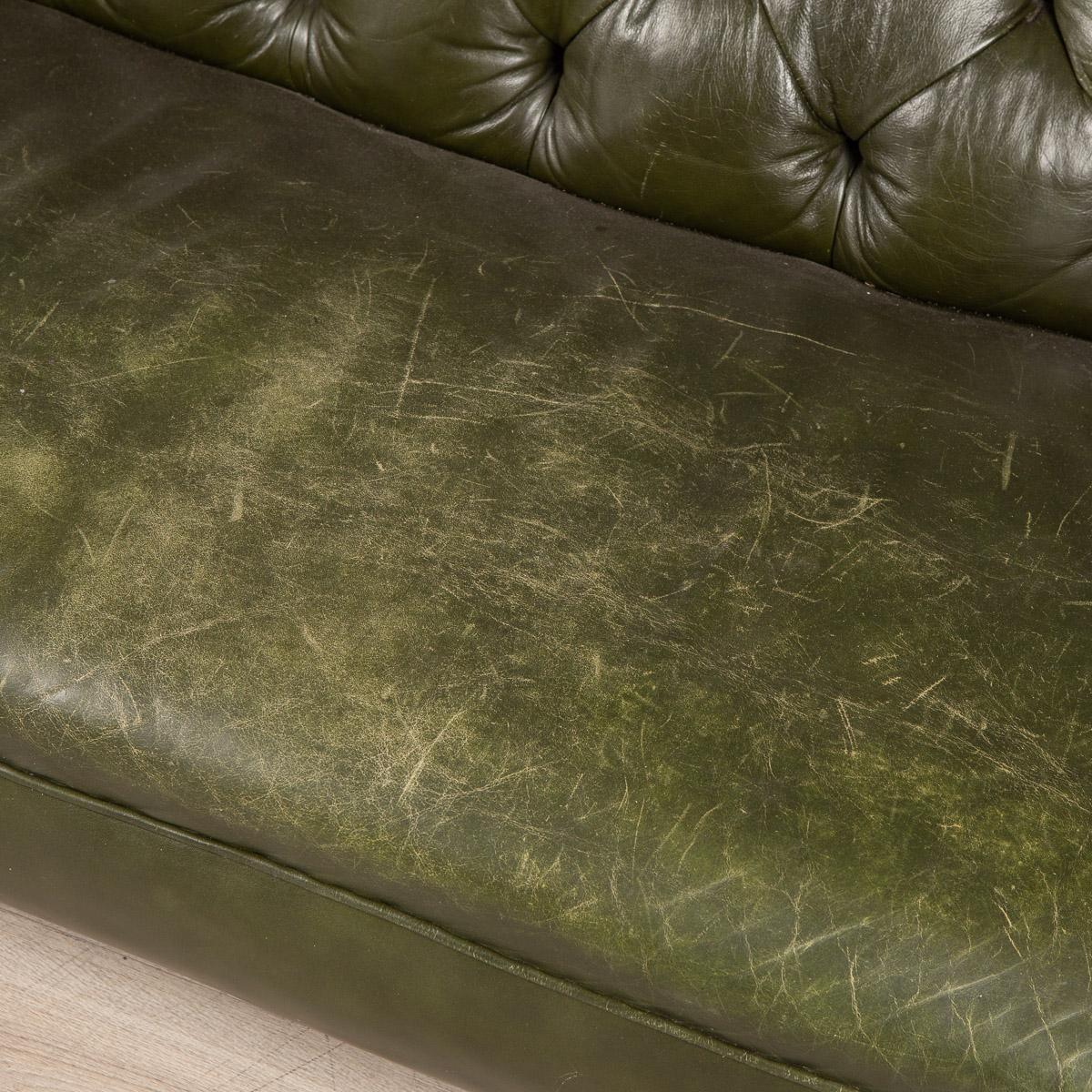 20th Century Victorian Green Leather Chesterfield Sofa, c.1900 4