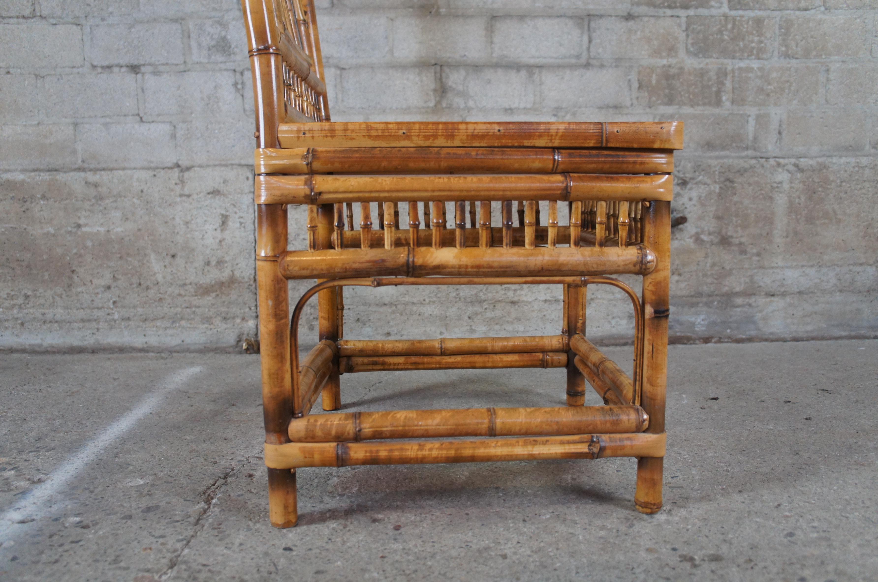 20th Century Victorian Revival Bamboo Caned Side Chairs Chinese Chippendale 4