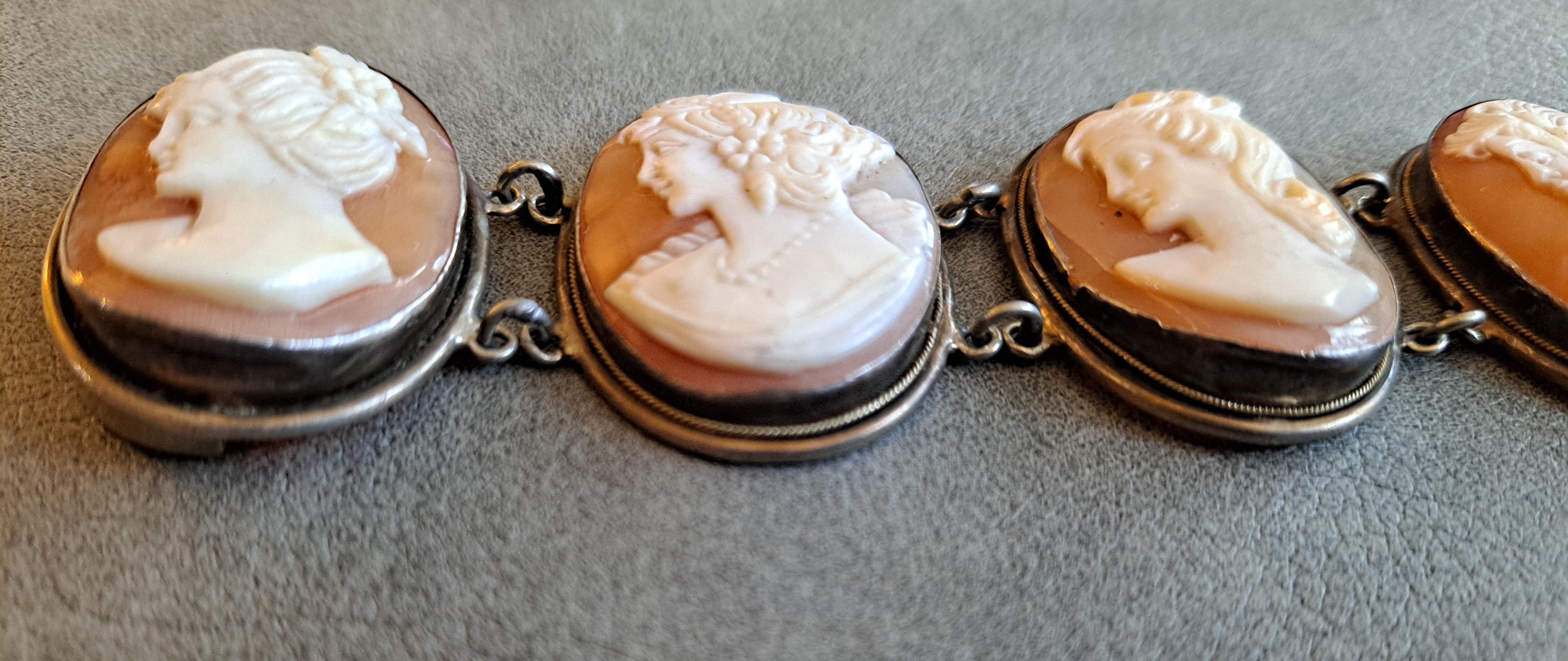 20th Century Victorian Revival Bracelet Set in Sterling Sliver Frames   For Sale 1