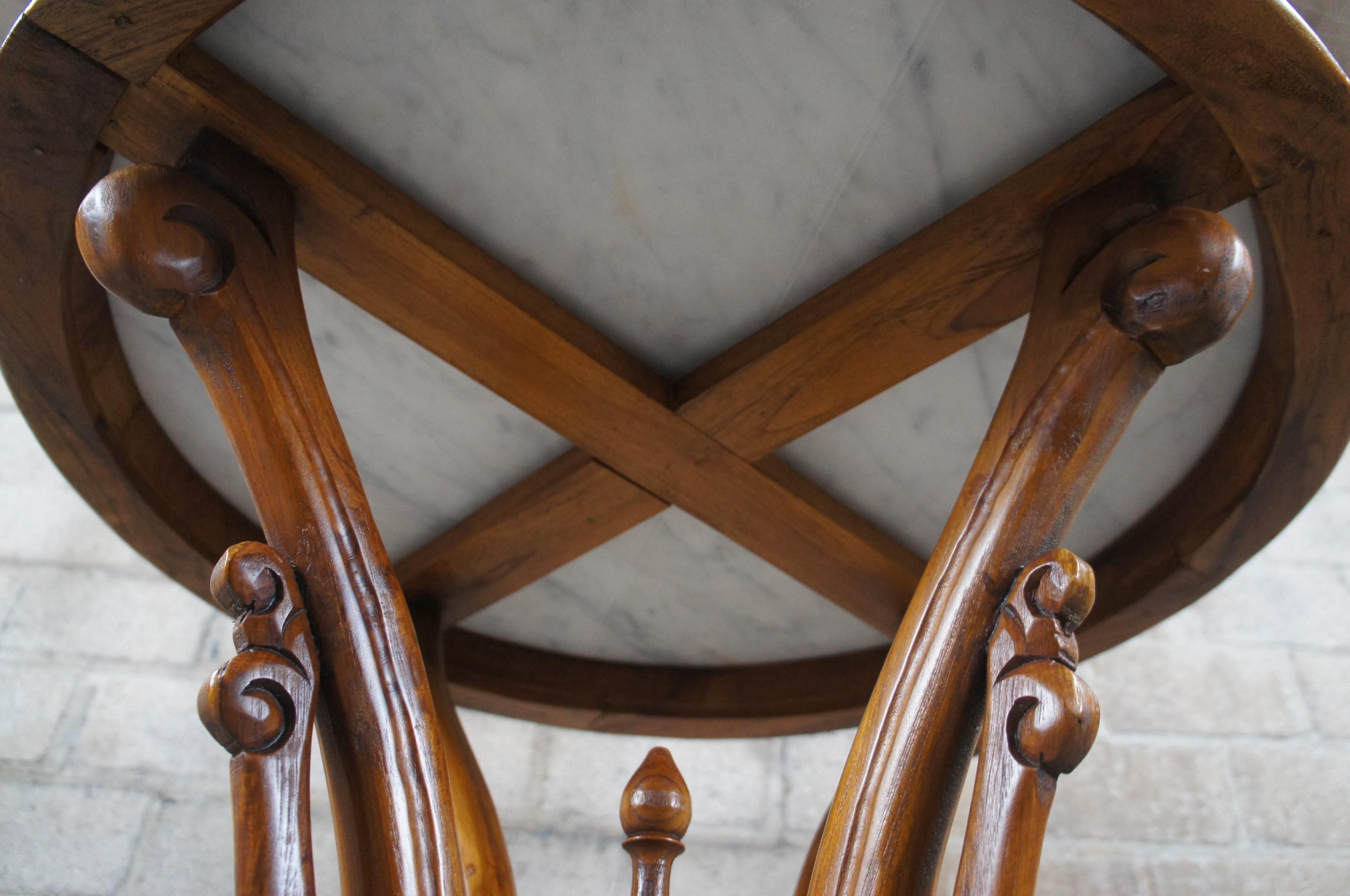 20th Century Victorian Revival Carved Mahogany Round Marble Parlor Center Table 5