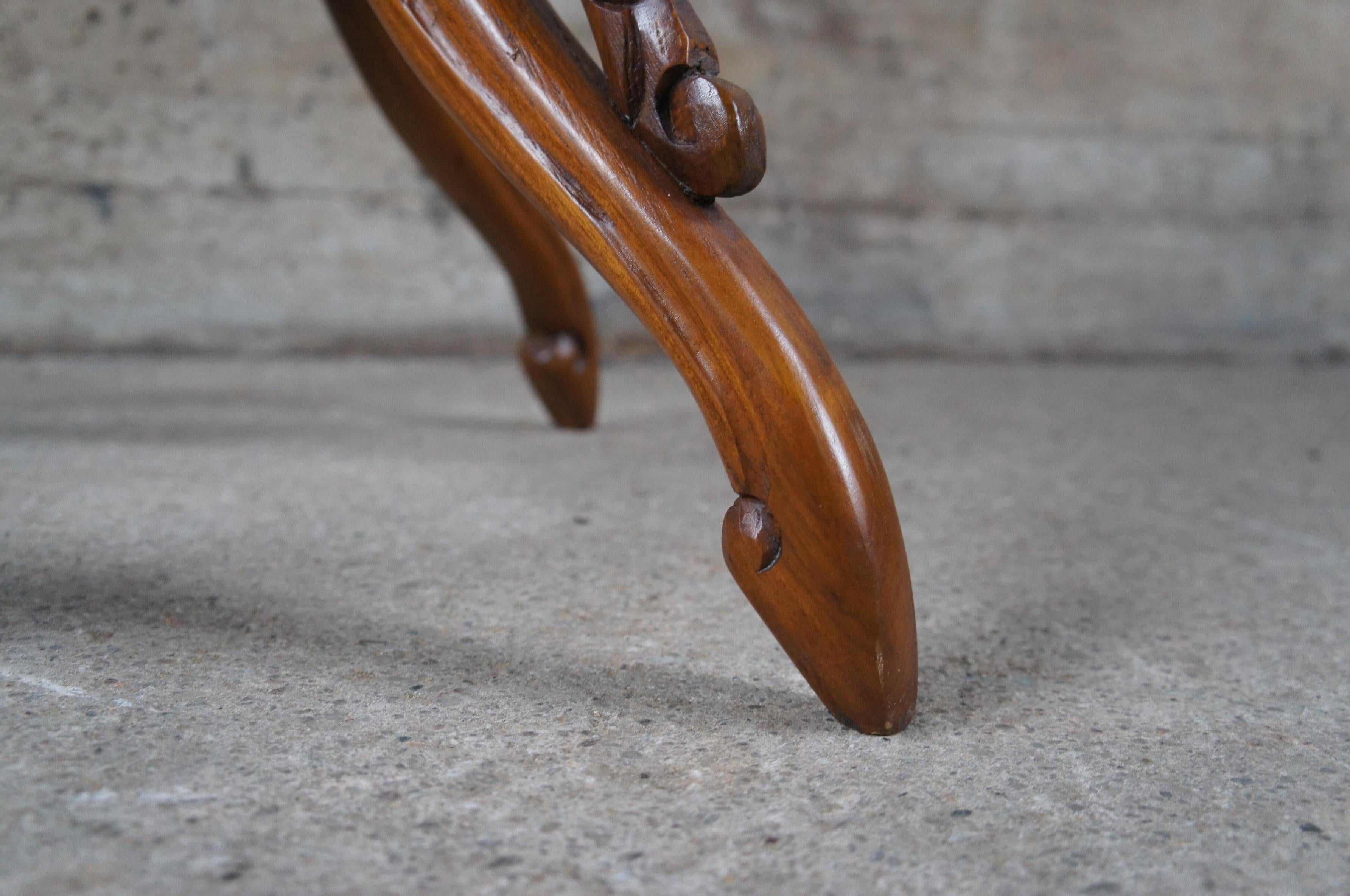 20th Century Victorian Revival Carved Mahogany Round Marble Parlor Center Table 6
