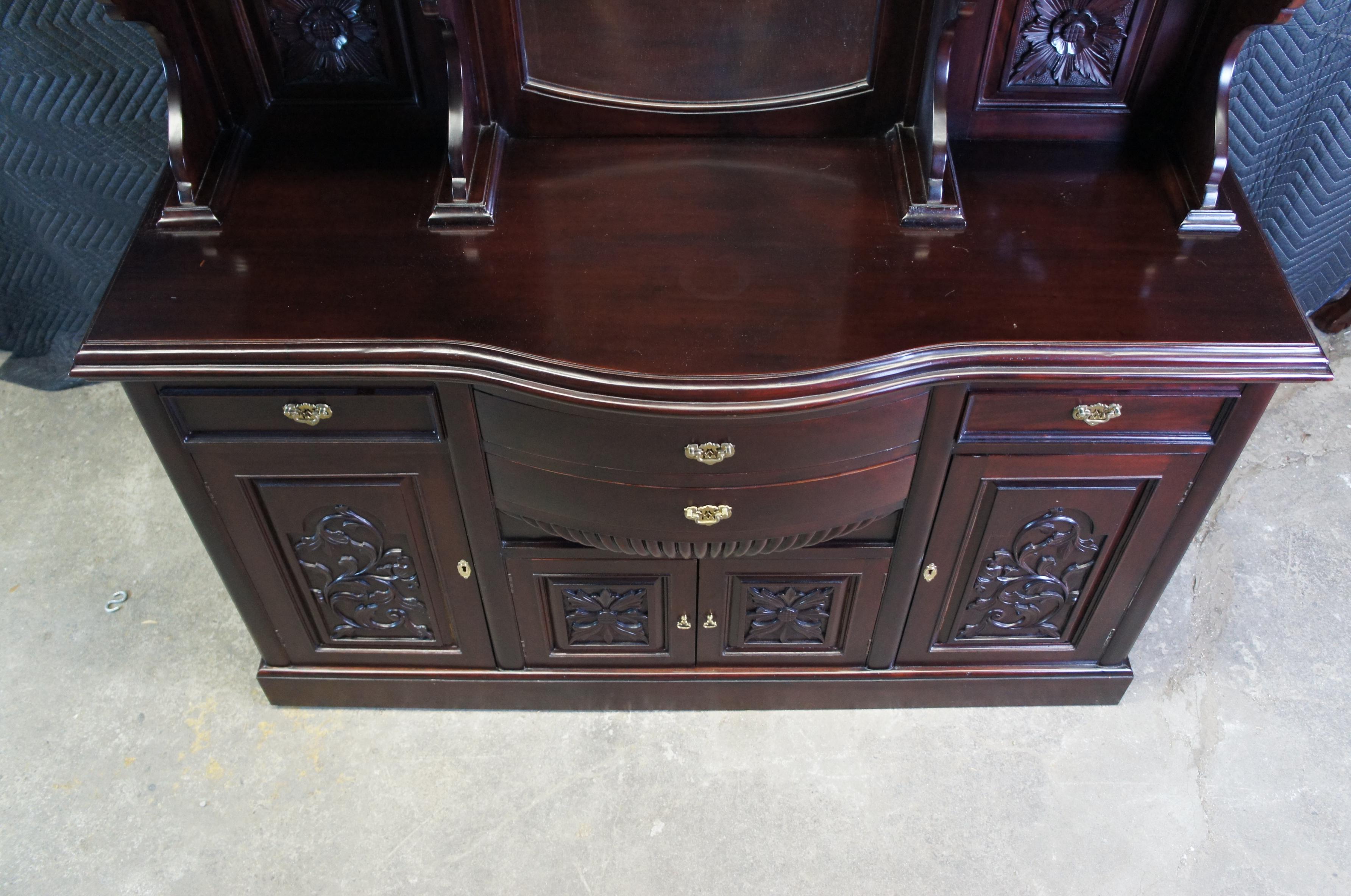Late 20th Century 20th Century Victorian Revival Mahogany Bowfront Buffet Sideboard Server & Hutch