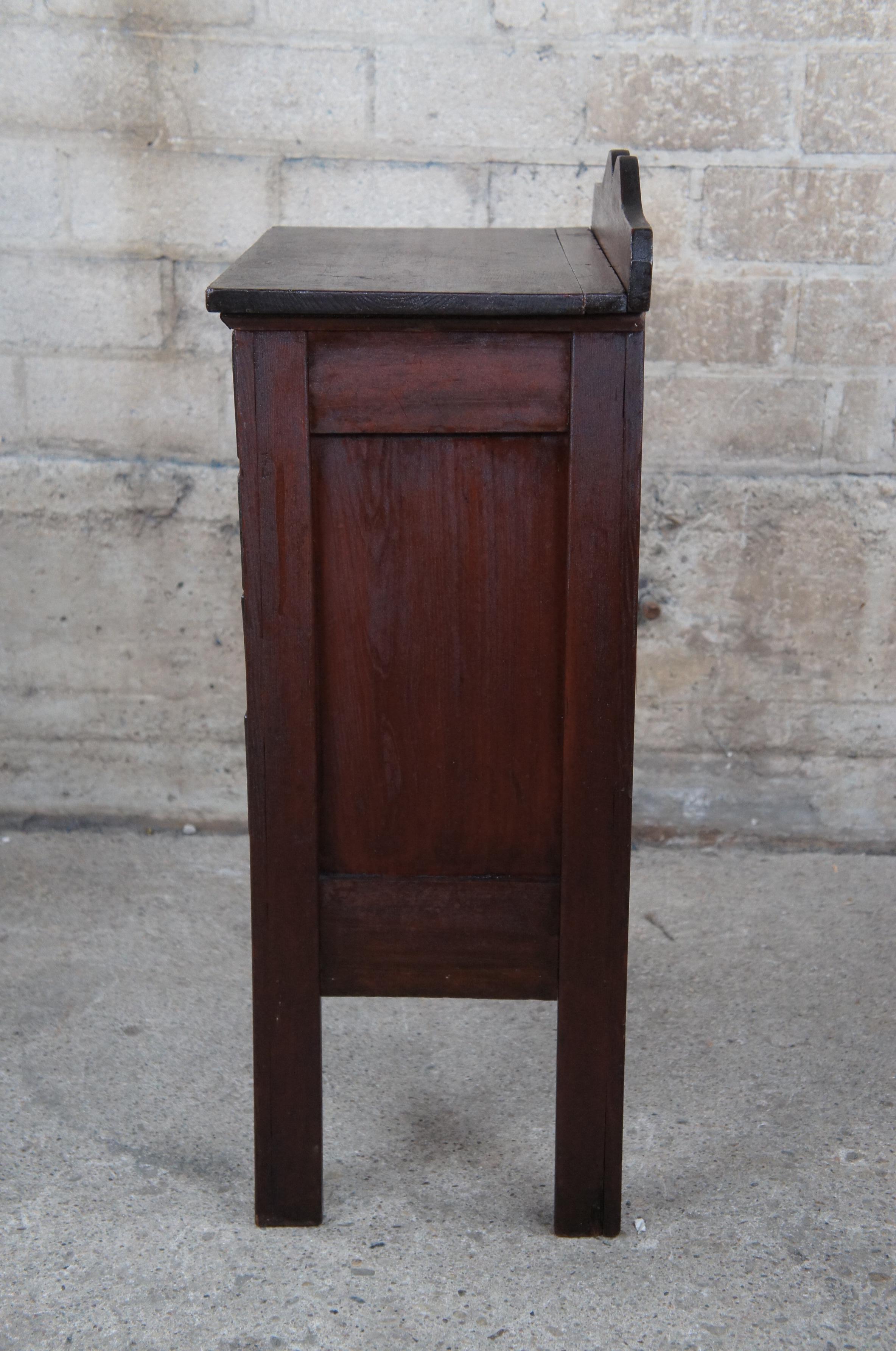 20th Century Victorian Revival Pine Apothecary Cabinet Side End Table Chest For Sale 1