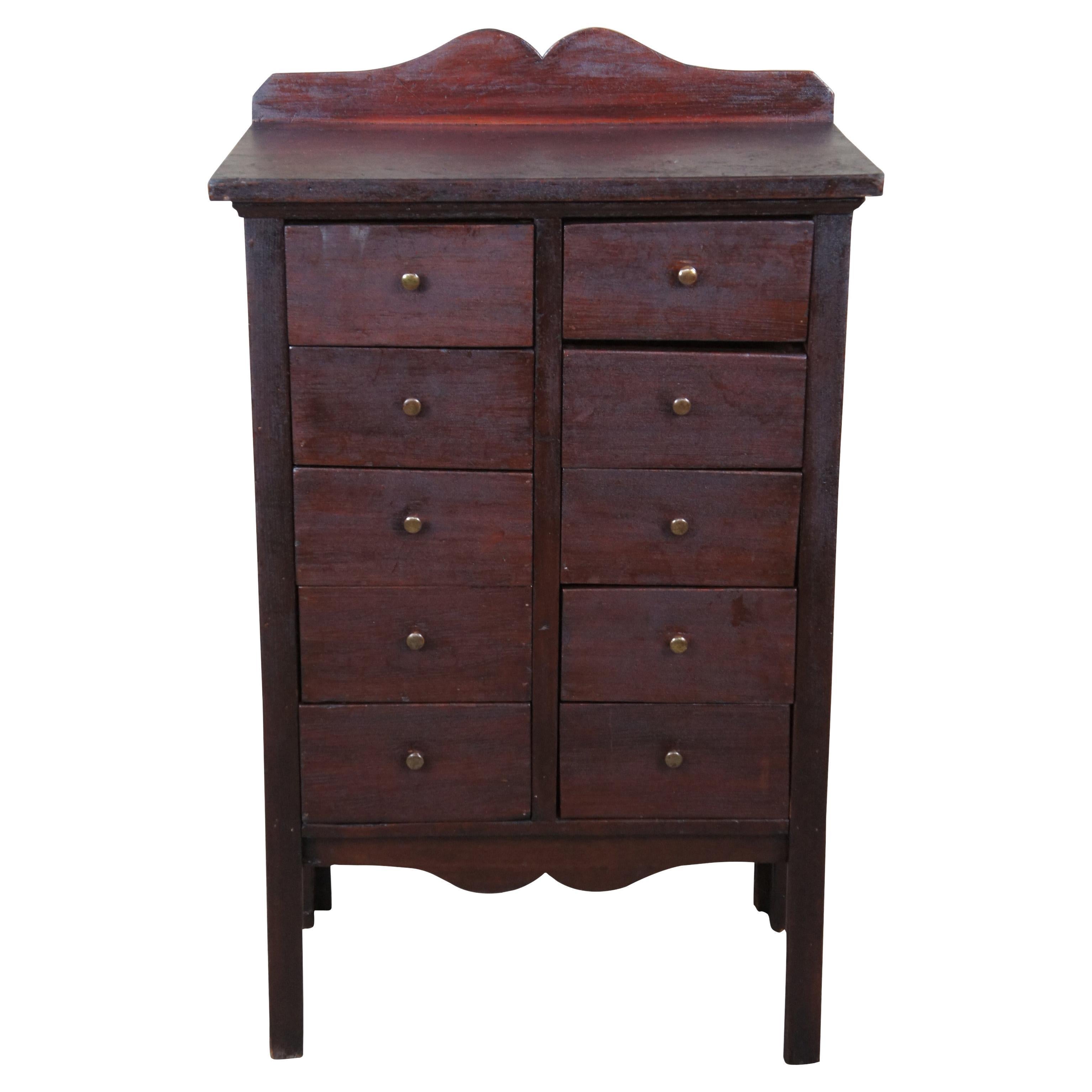 20th Century Victorian Revival Pine Apothecary Cabinet Side End Table Chest For Sale