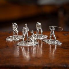 20th Century Victorian Solid Silver Golf Menu Holders, London, c.1896
