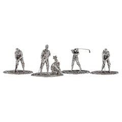20th Century Victorian Solid Silver Golf Menu Holders, London, c.1896