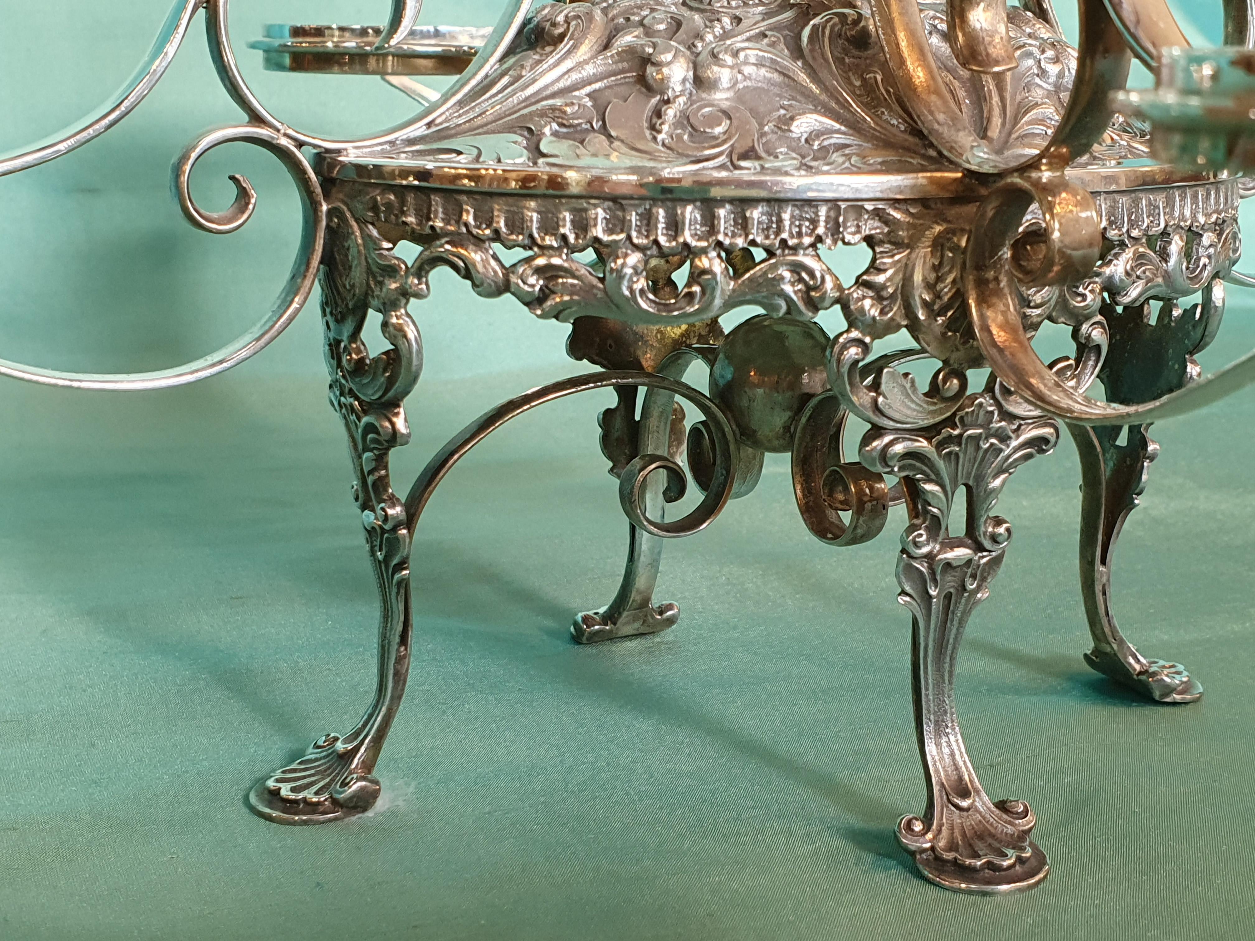 20th Century Victorian Style Handcrafted Sterling Silver Epergne, Italy, 1998 For Sale 5