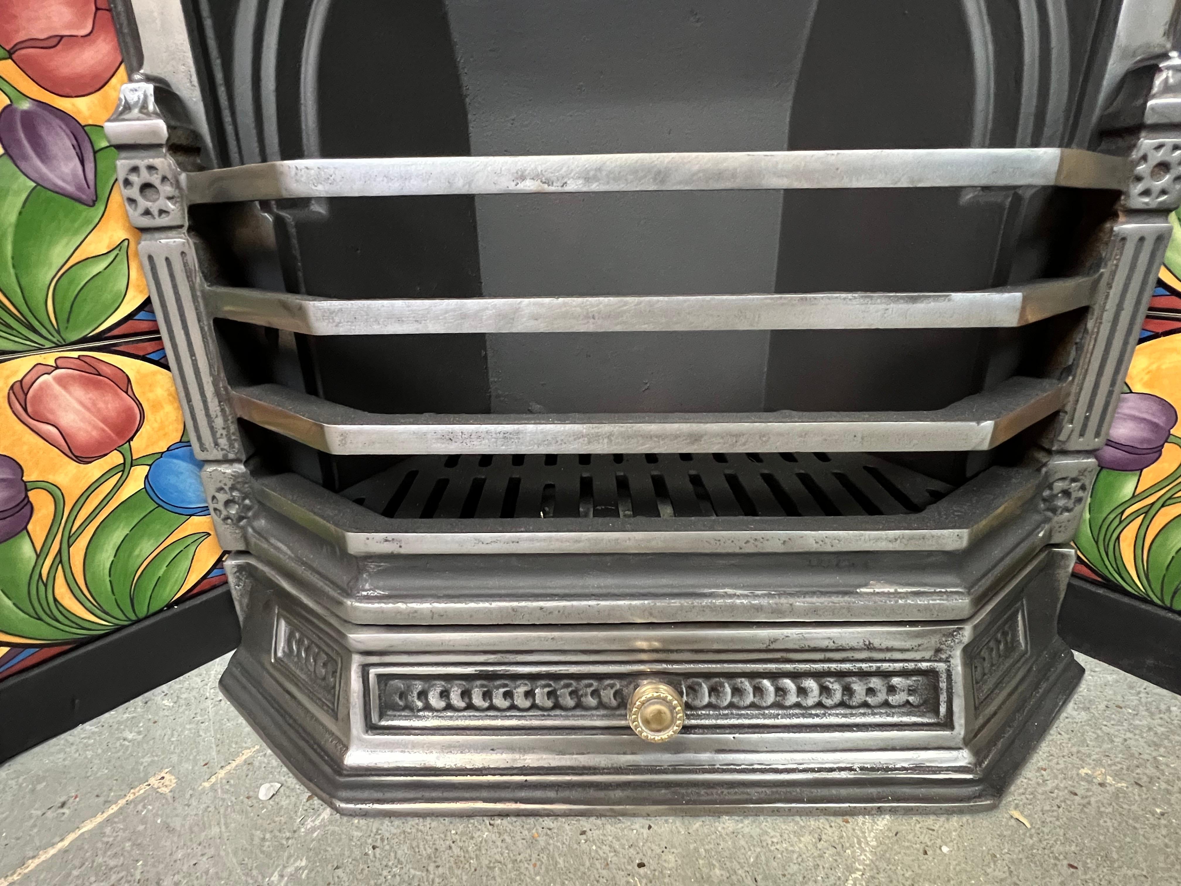 20th Century Victorian Style Polished Cast Iron Combination Fireplace. For Sale 7