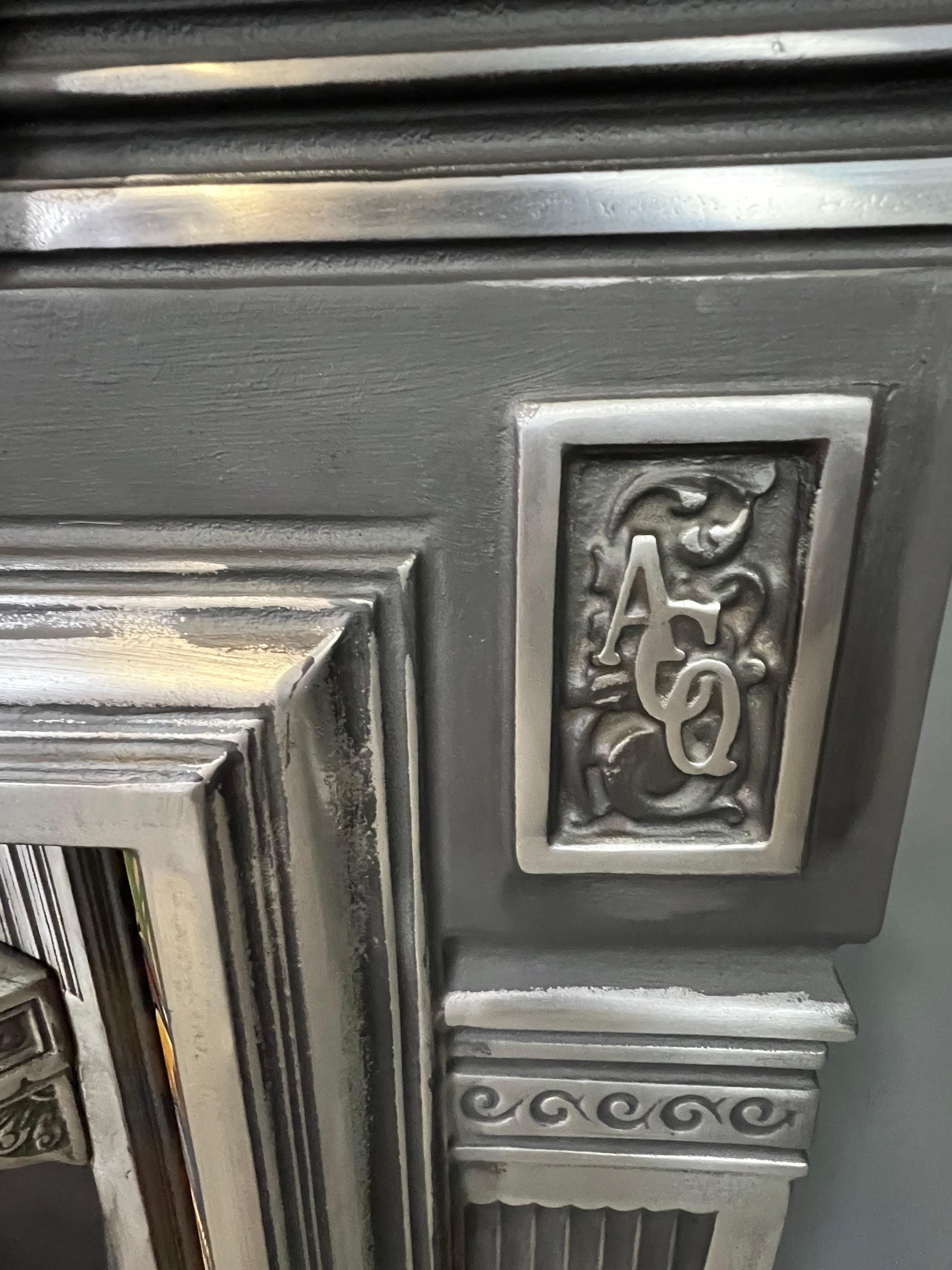 20th Century Victorian Style Polished Cast Iron Combination Fireplace. For Sale 8