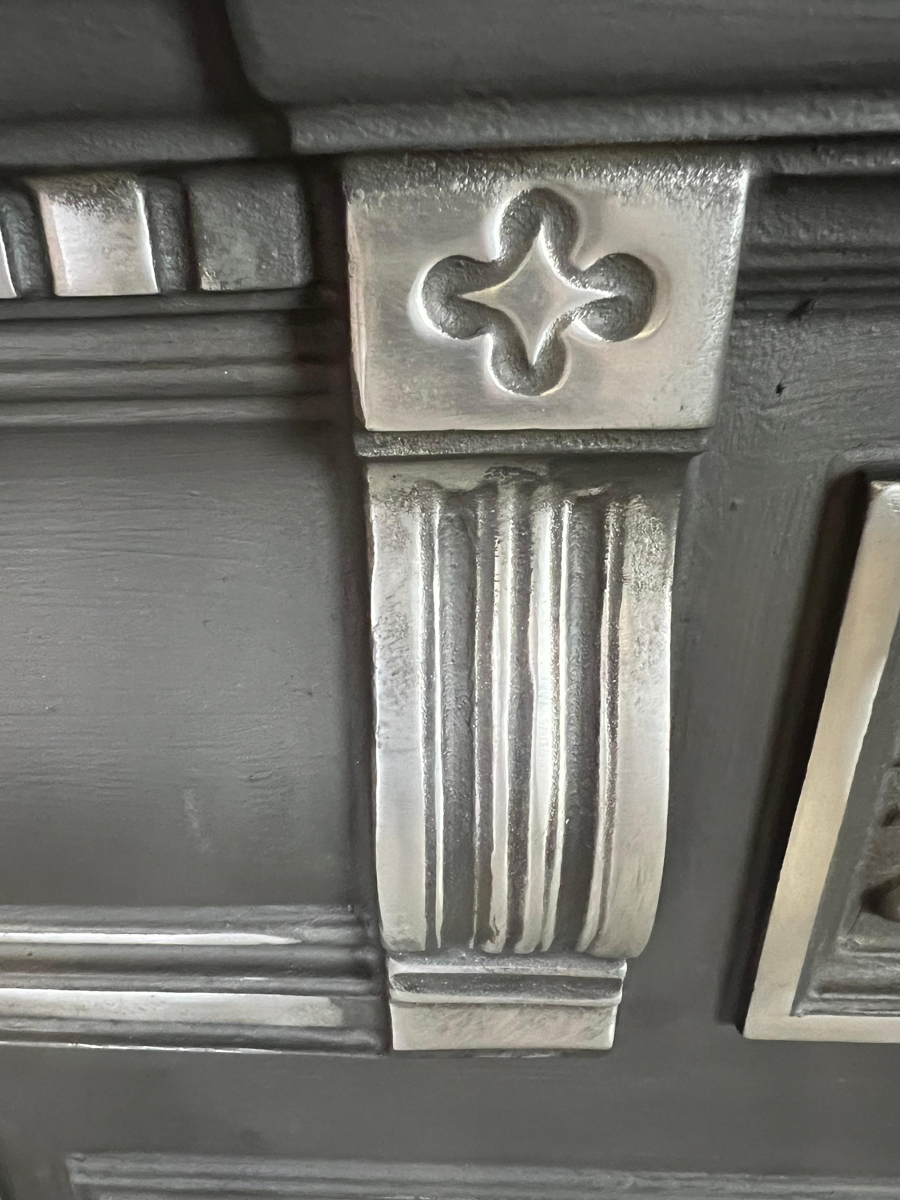 20th Century Victorian Style Polished Cast Iron Combination Fireplace. For Sale 14
