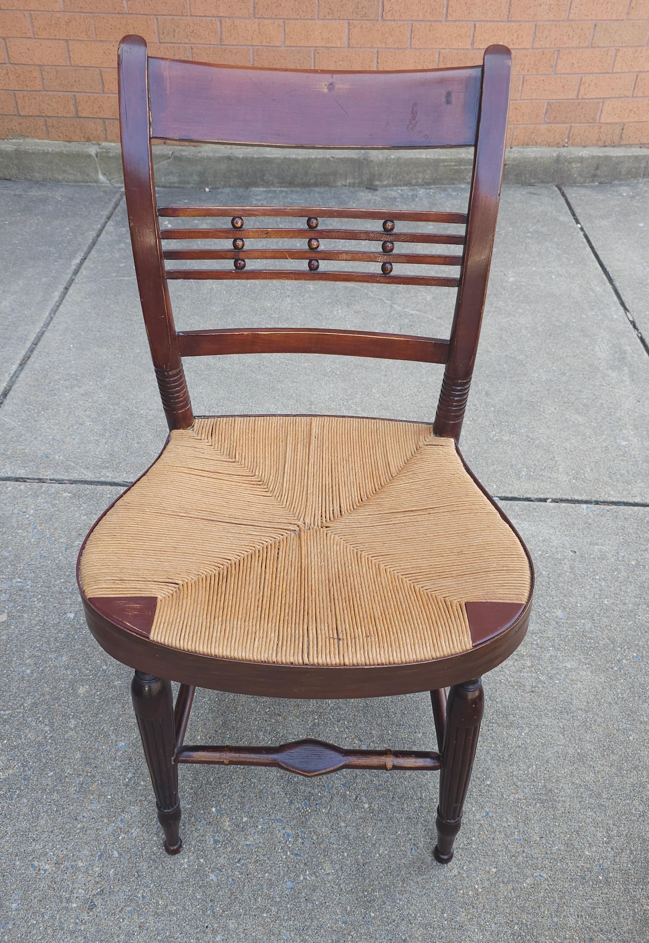 American 20th Century Victorian Style Rush Seat Side Chair  For Sale