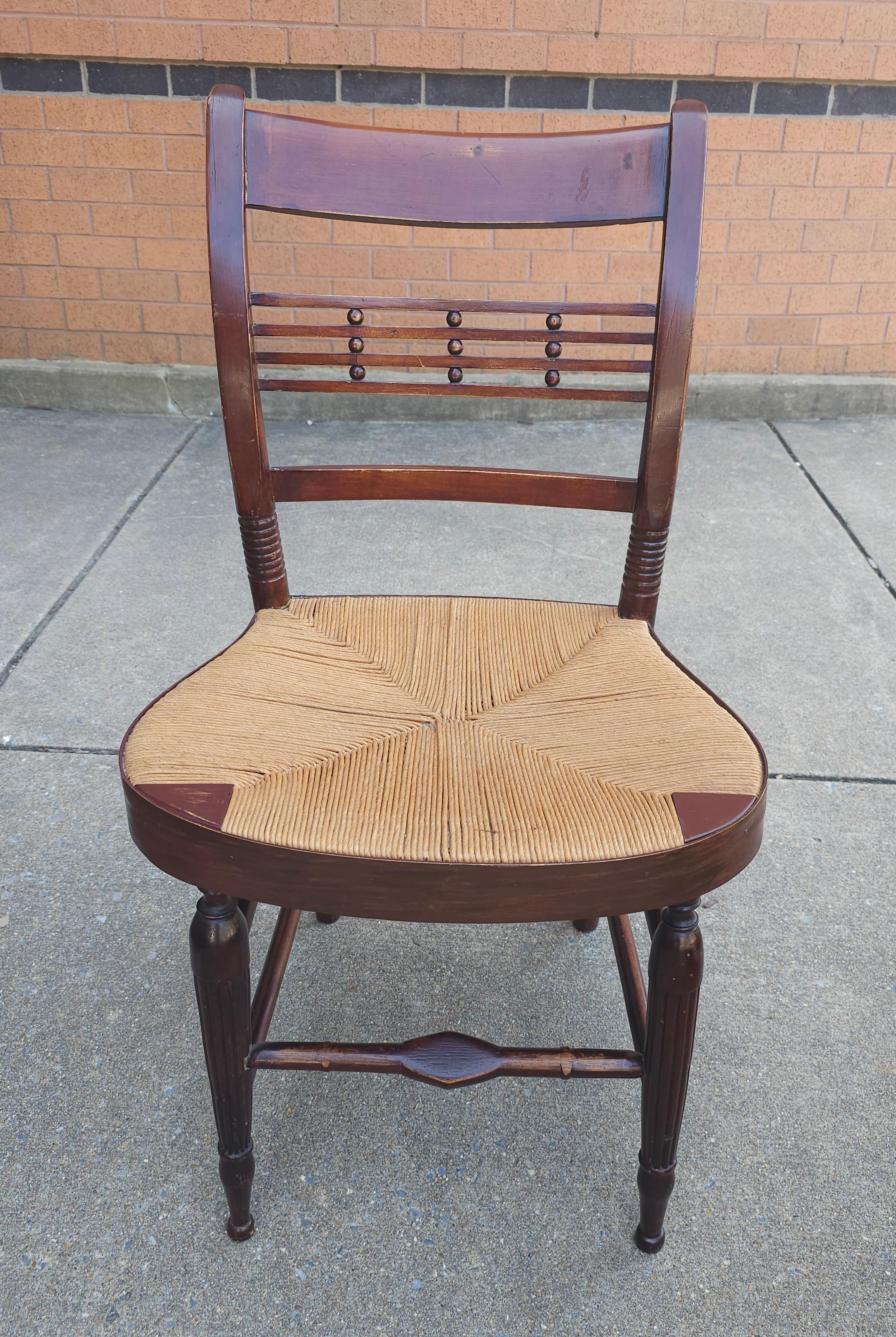 Ebonized 20th Century Victorian Style Rush Seat Side Chair  For Sale