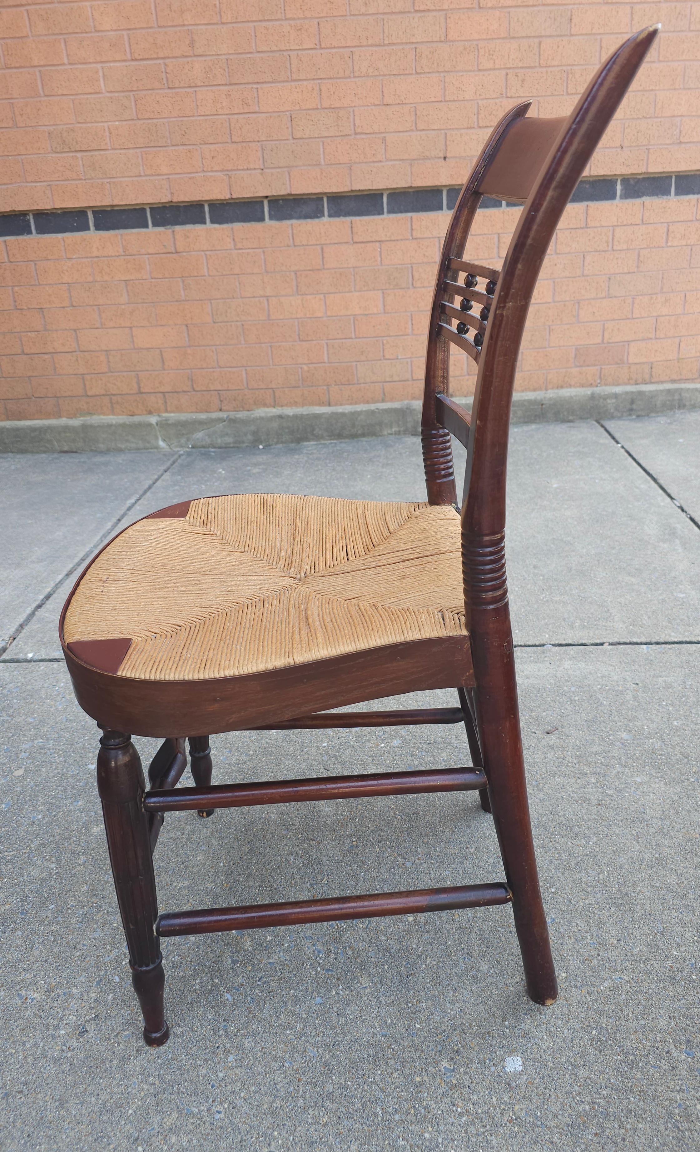 Upholstery 20th Century Victorian Style Rush Seat Side Chair  For Sale