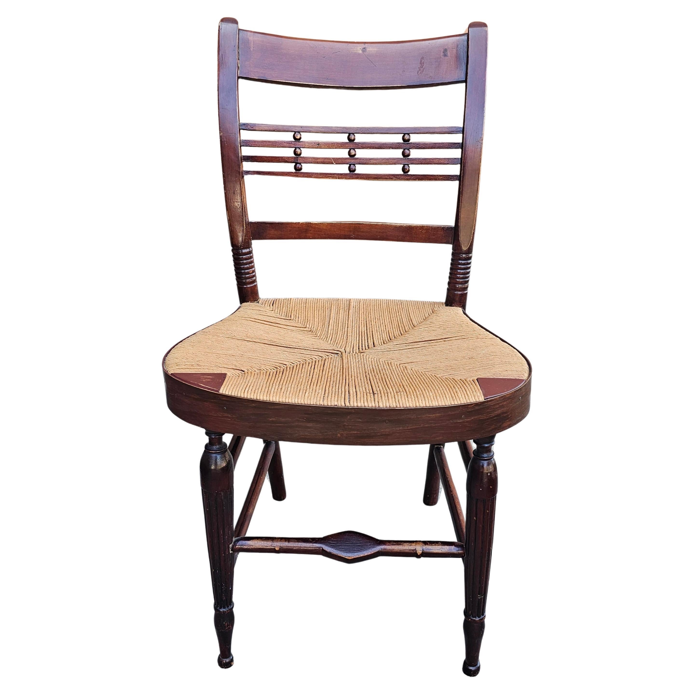 20th Century Victorian Style Rush Seat Side Chair 