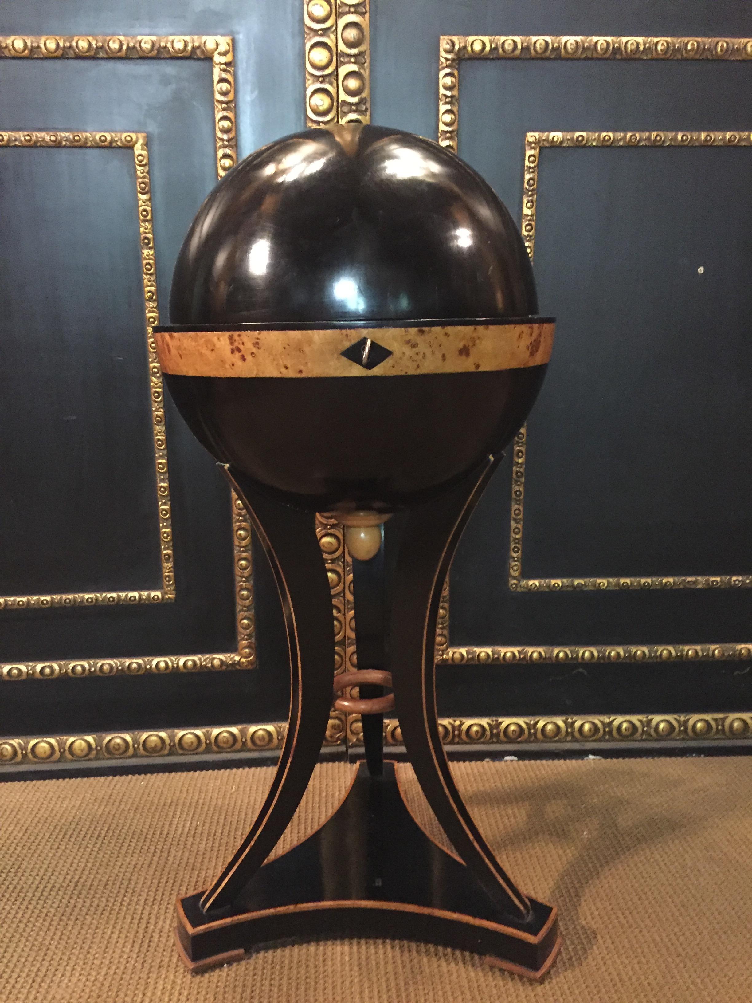 Austrian 20th Century antique Vienna Biedermeier Style Globe Sewing Table beech veneer  For Sale