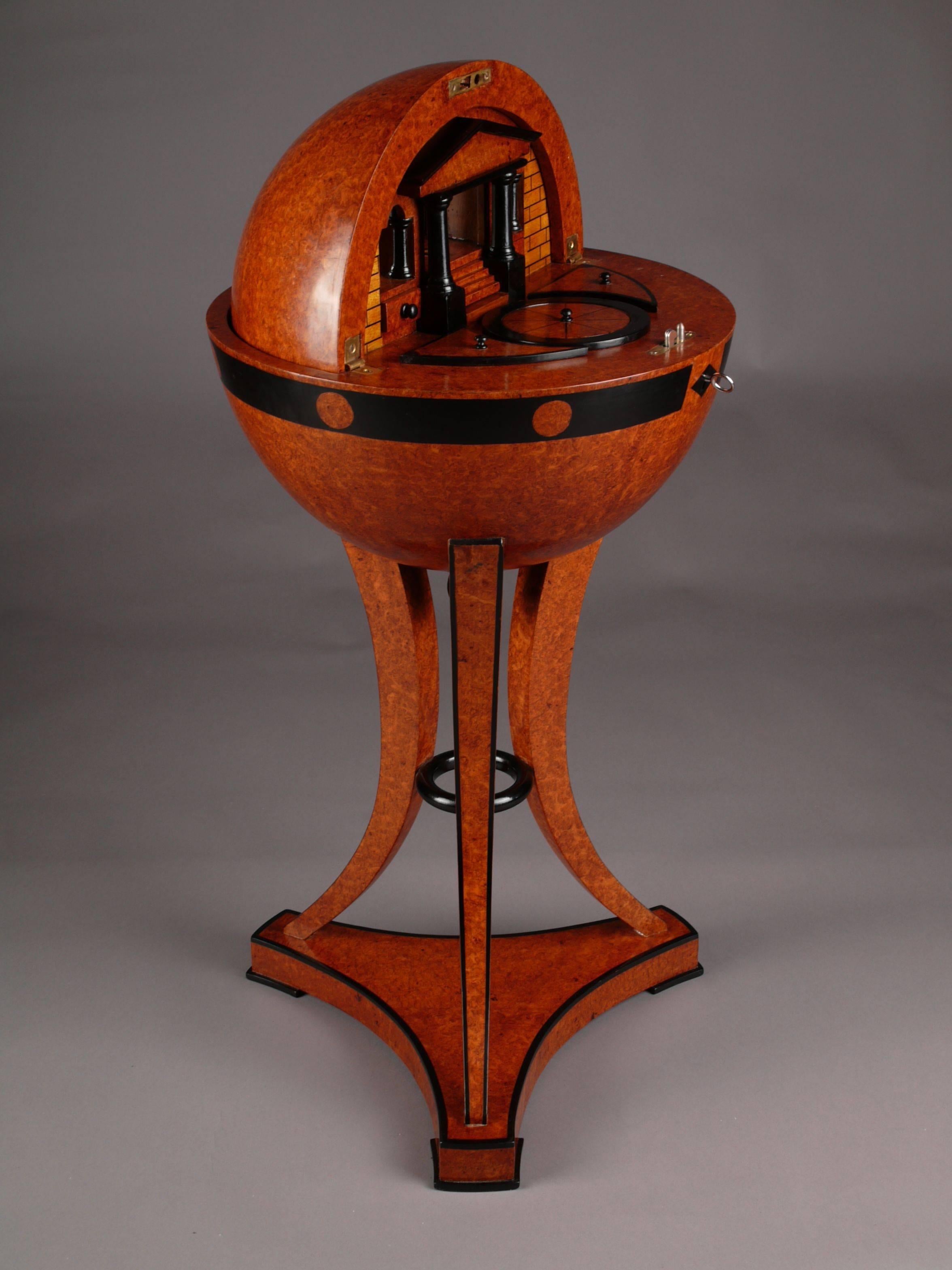 Wood 20th Century Vienna Biedermeier Style Globe Sewing Table For Sale