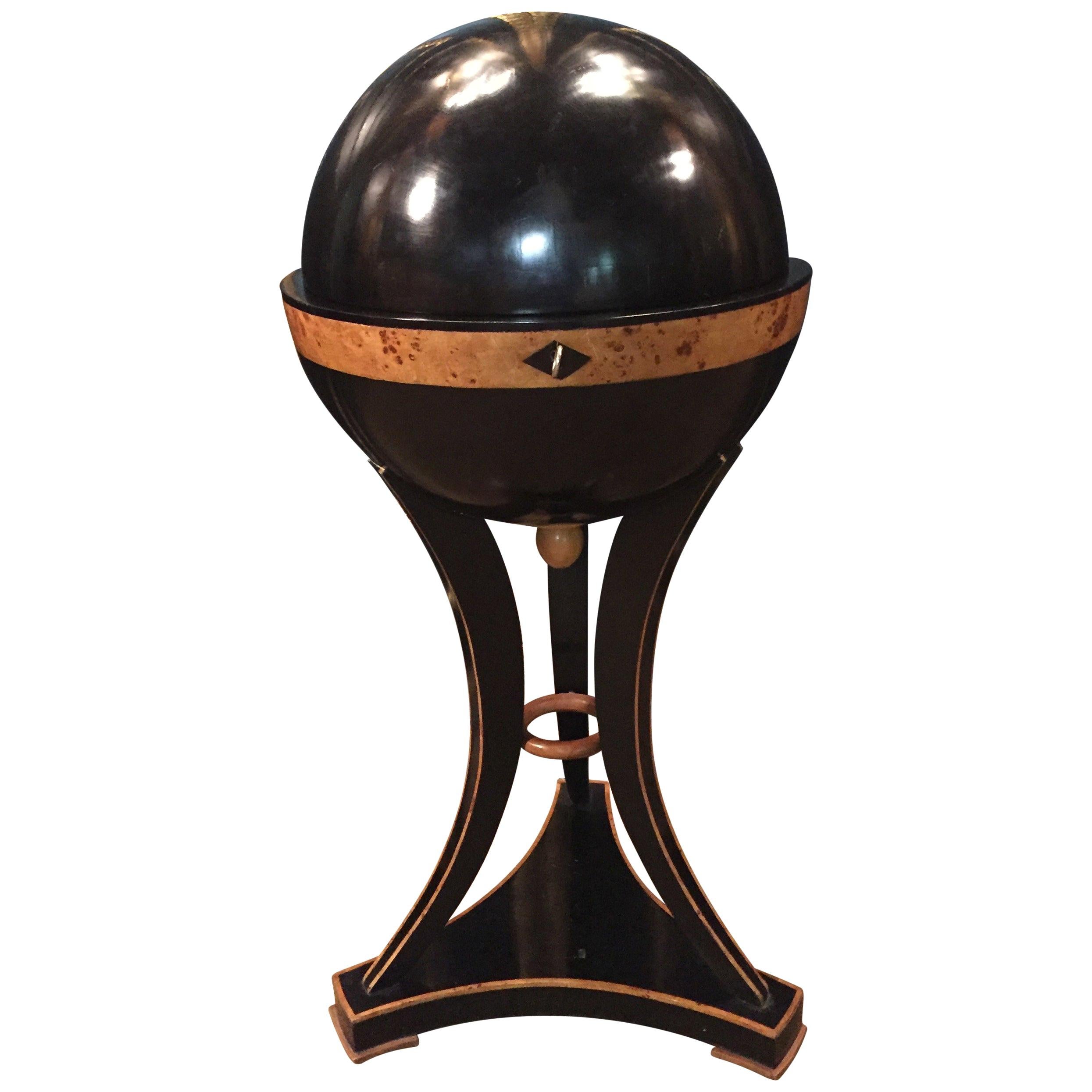 20th Century antique Vienna Biedermeier Style Globe Sewing Table beech veneer 