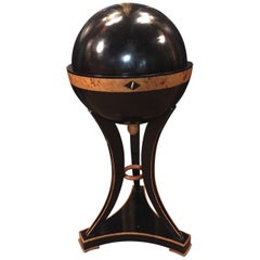 20th Century antique Vienna Biedermeier Style Globe Sewing Table beech veneer 