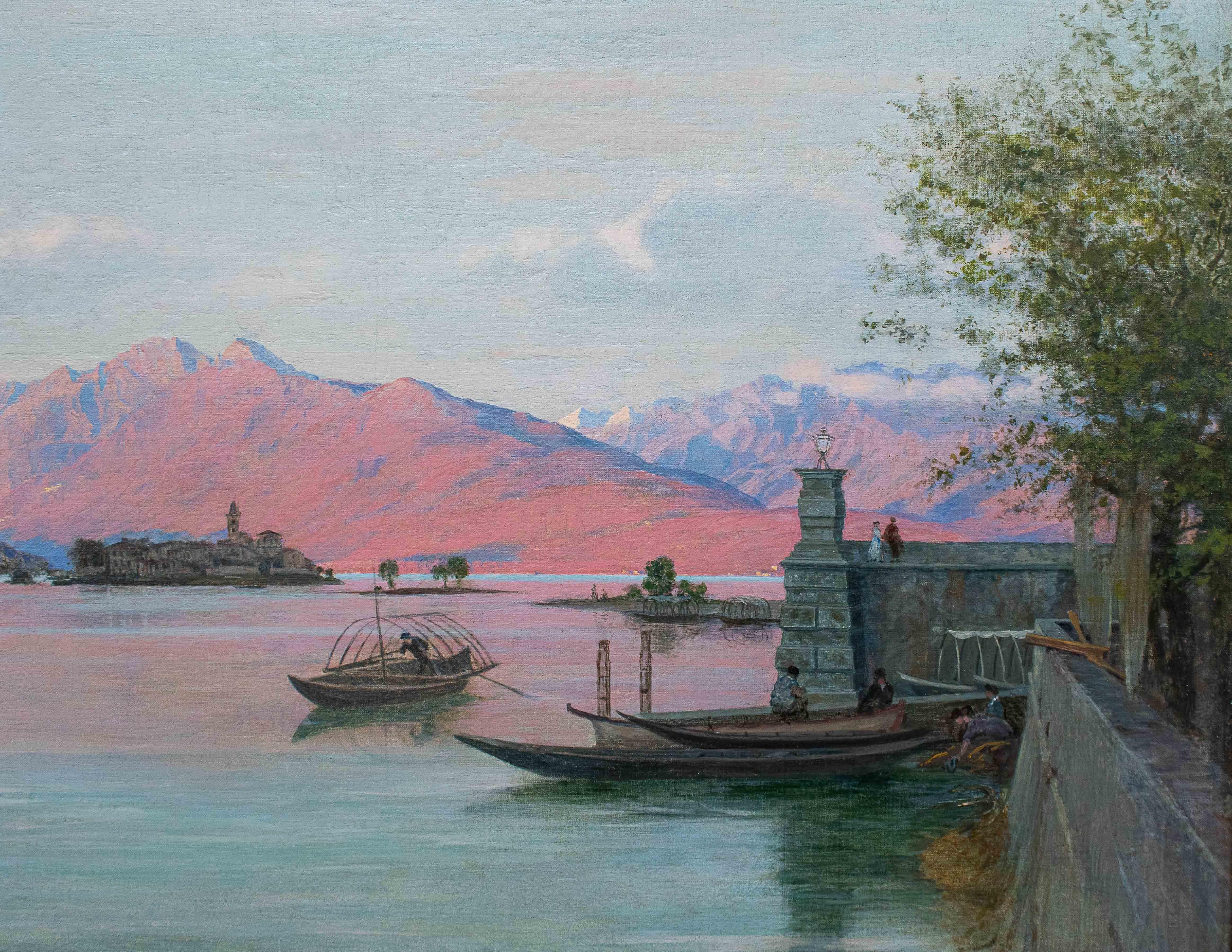 20th Century View of Lake Maggiore Painting Oil on Canvas by Calderini 8