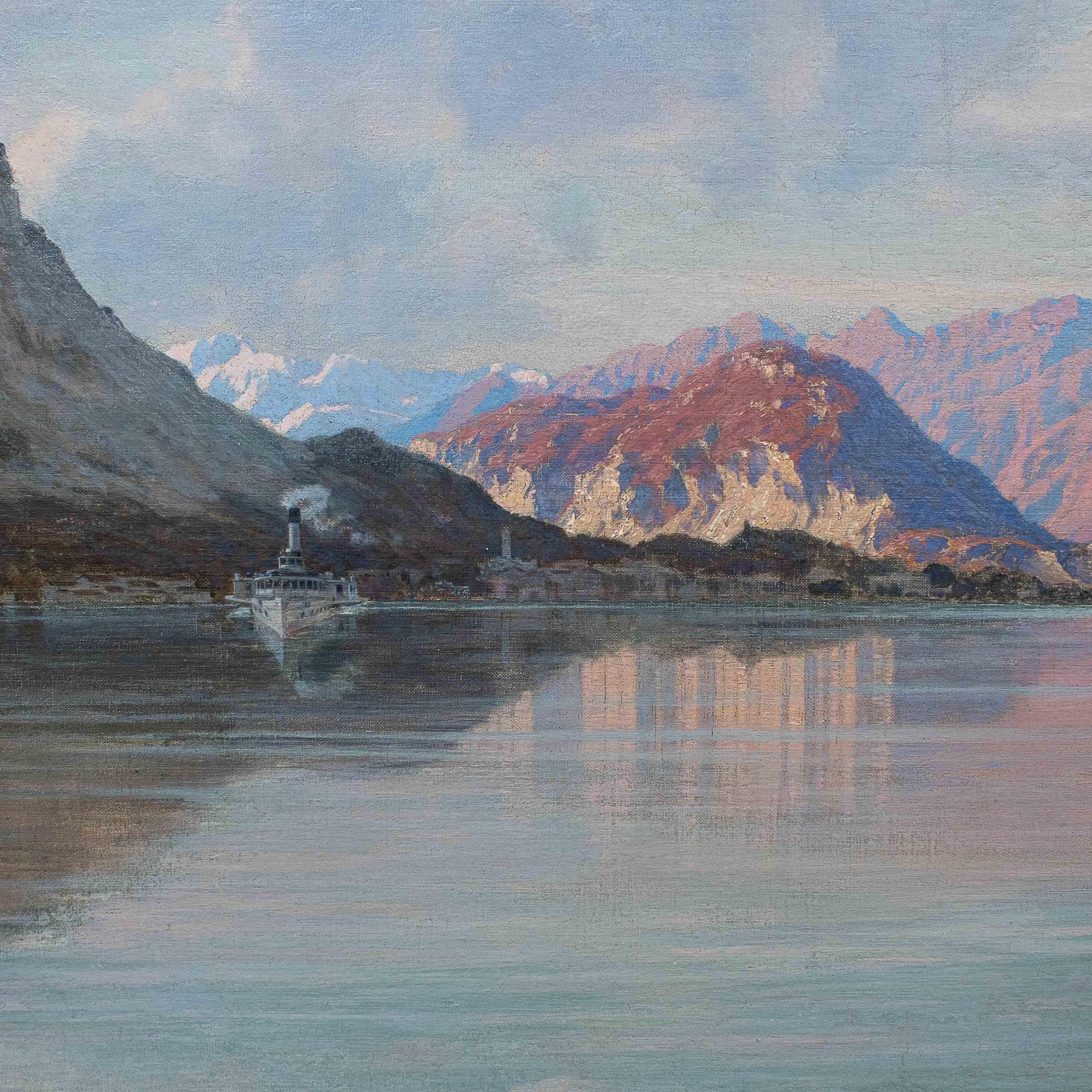 20th Century View of Lake Maggiore Painting Oil on Canvas by Calderini 2
