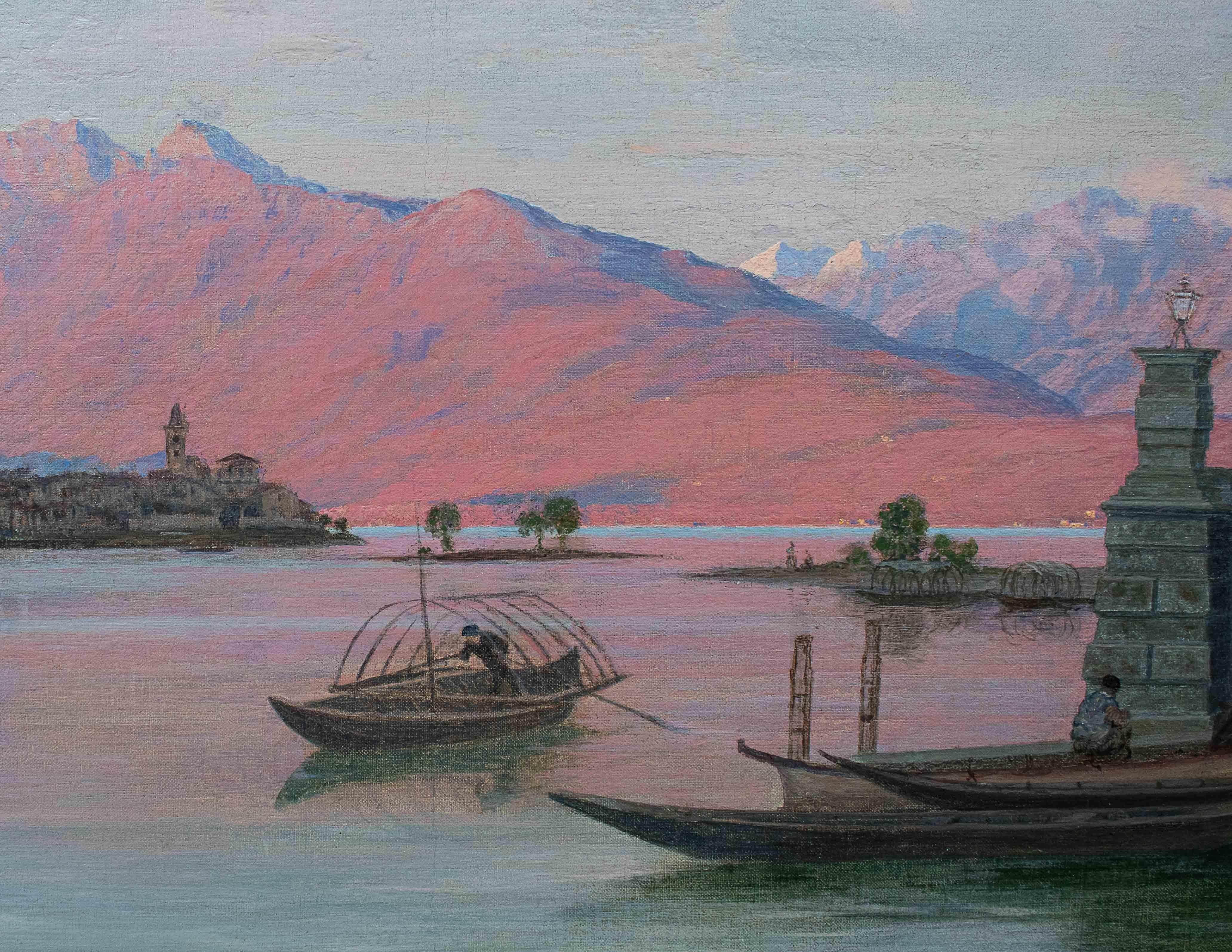 20th Century View of Lake Maggiore Painting Oil on Canvas by Calderini 3