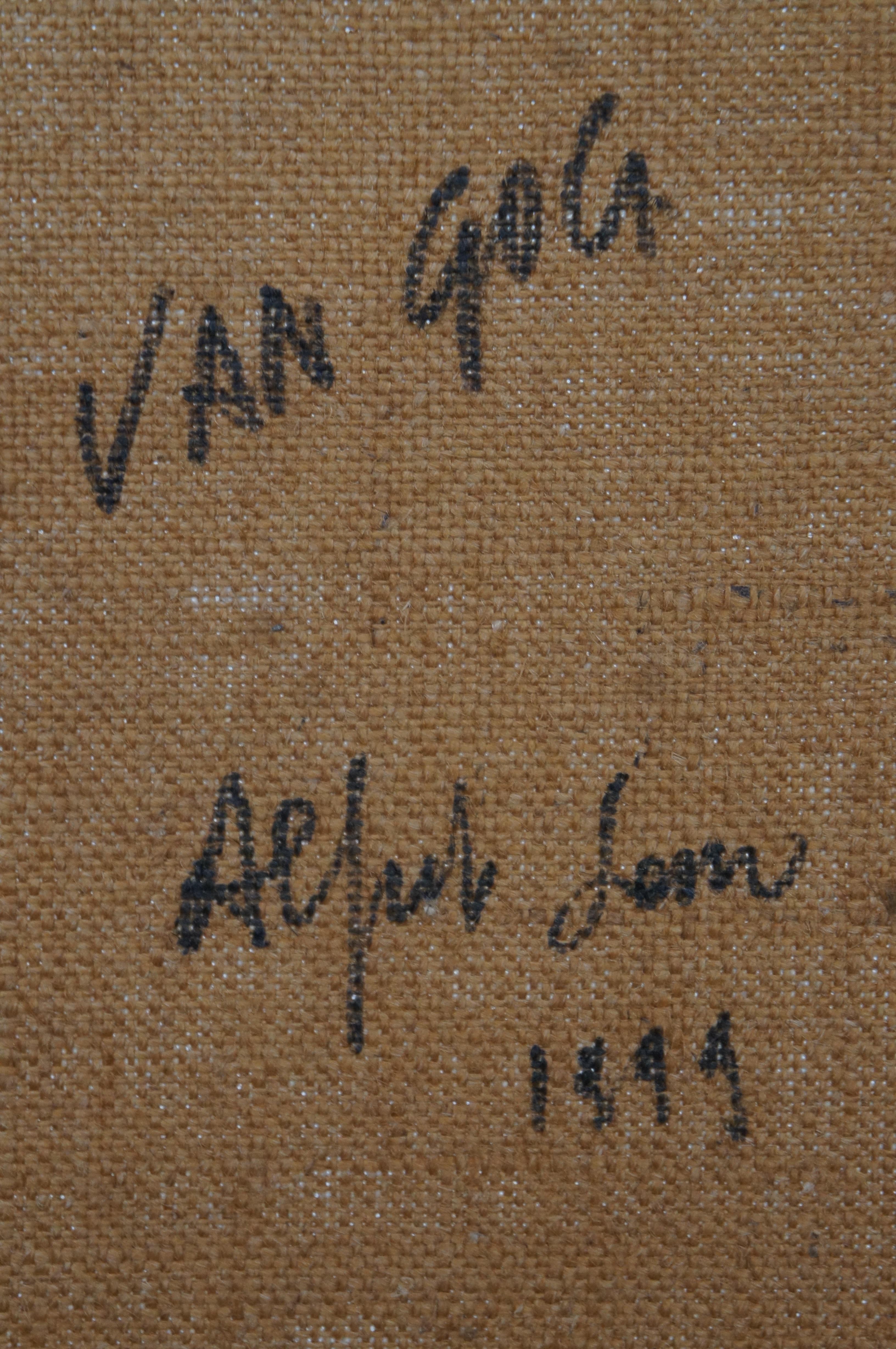 20ième siècle 20ème siècle Vincent Van Gogh Portrait peinture à l'huile sur toile de jute signé encadré 41