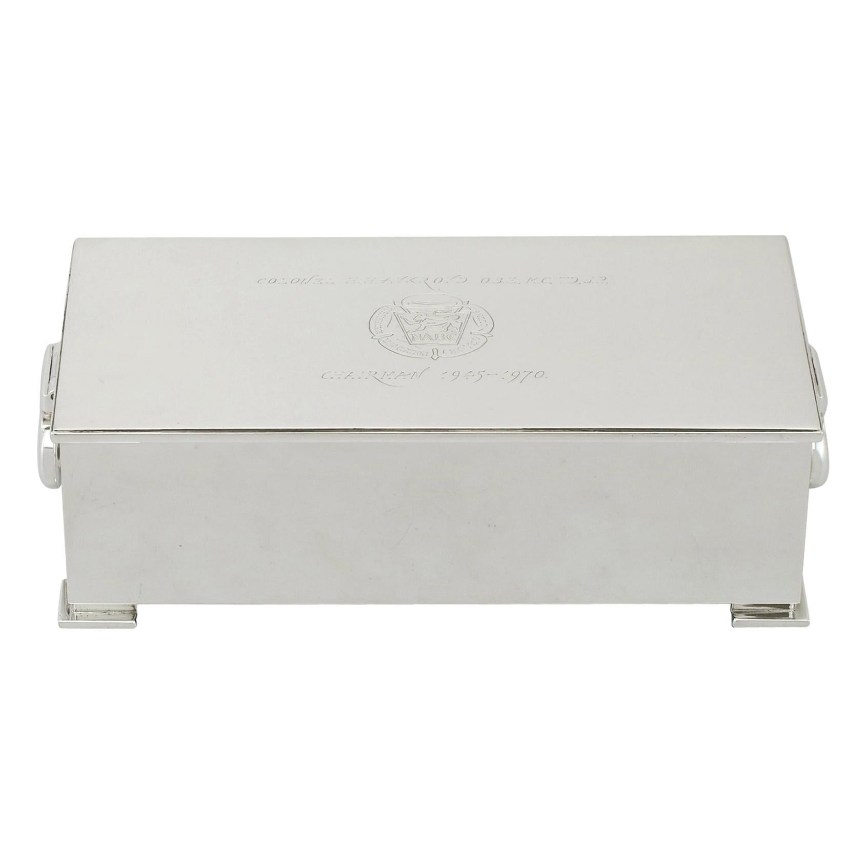 Sterling Silver Art Deco Cigar Cigarette Box Case, 20th Century at 1stDibs