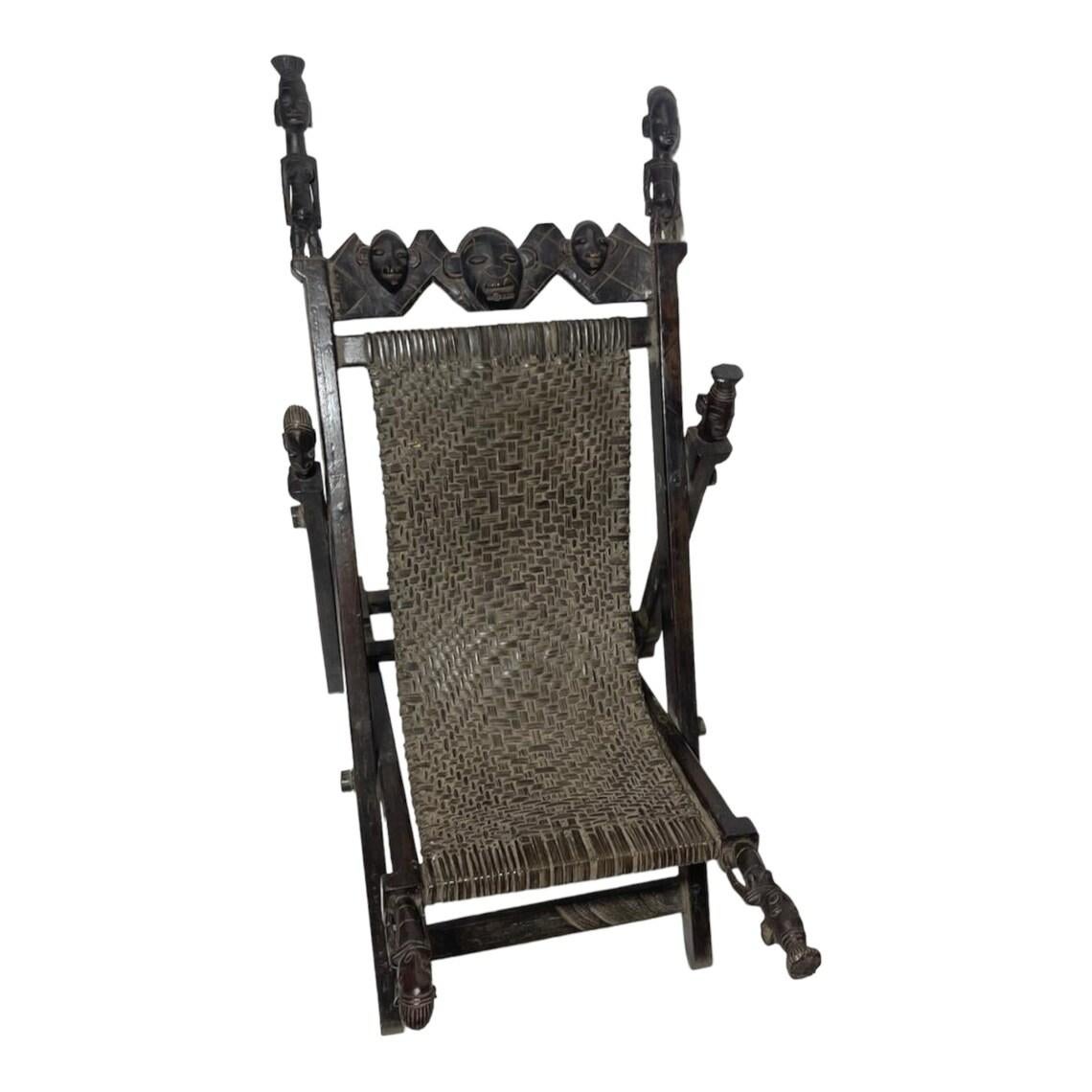 Congolese 20th Century Vintage African Mangbetu Royal Chair For Sale