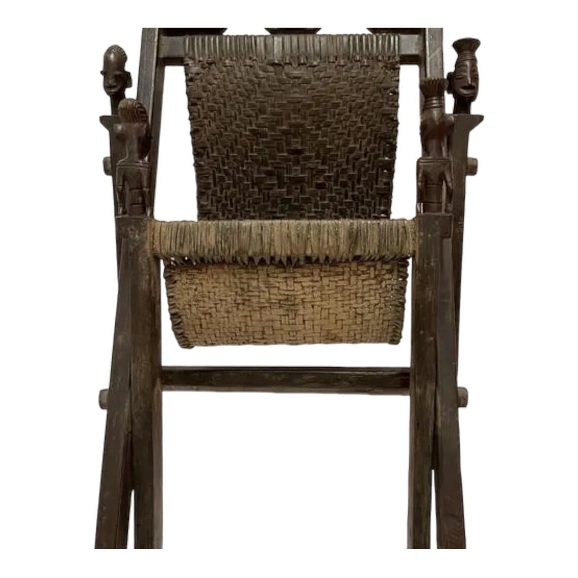 Reed 20th Century Vintage African Mangbetu Royal Chair For Sale