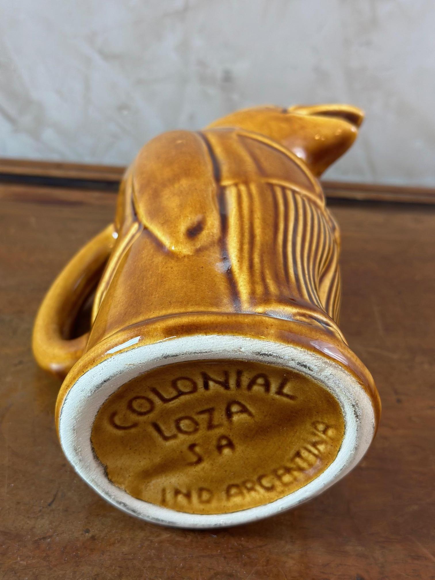 20ème siècle Vintage Argentina Ceramic Crow Pitcher, 1950s en vente 5