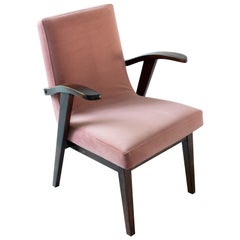 20th Century Vintage Armchair in Dusty Pink Velvet by Mieczyslaw Puchala, 1960s