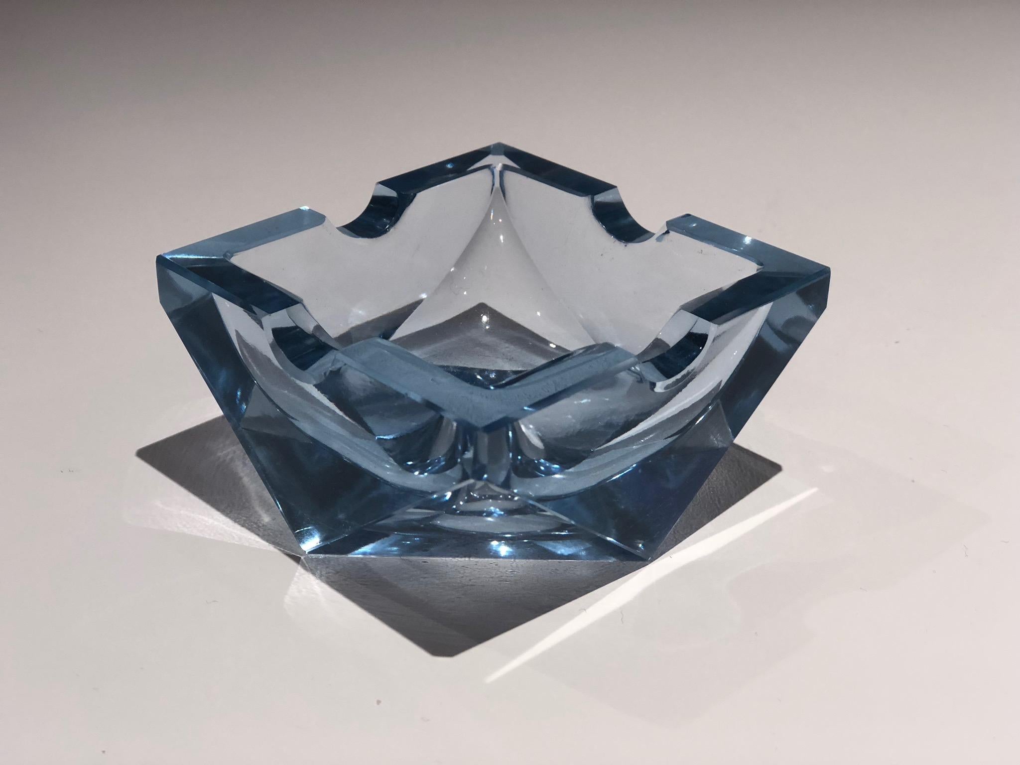 Crystal 20th Century Vintage Art Deco Glass Ashtray, 1930-1940 