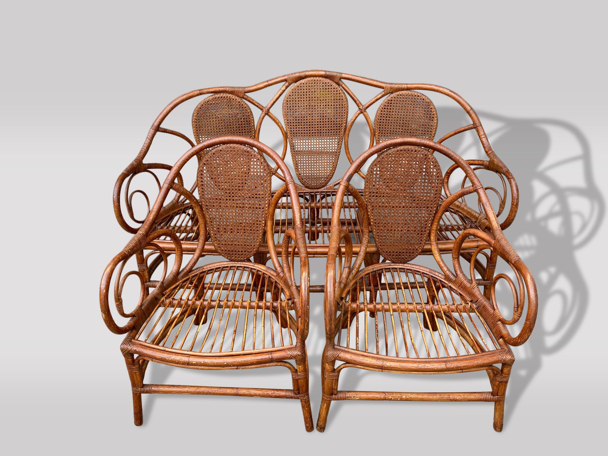 20th Century Vintage Bamboo Bentwood Garden Set in the Manner of Thonet 7