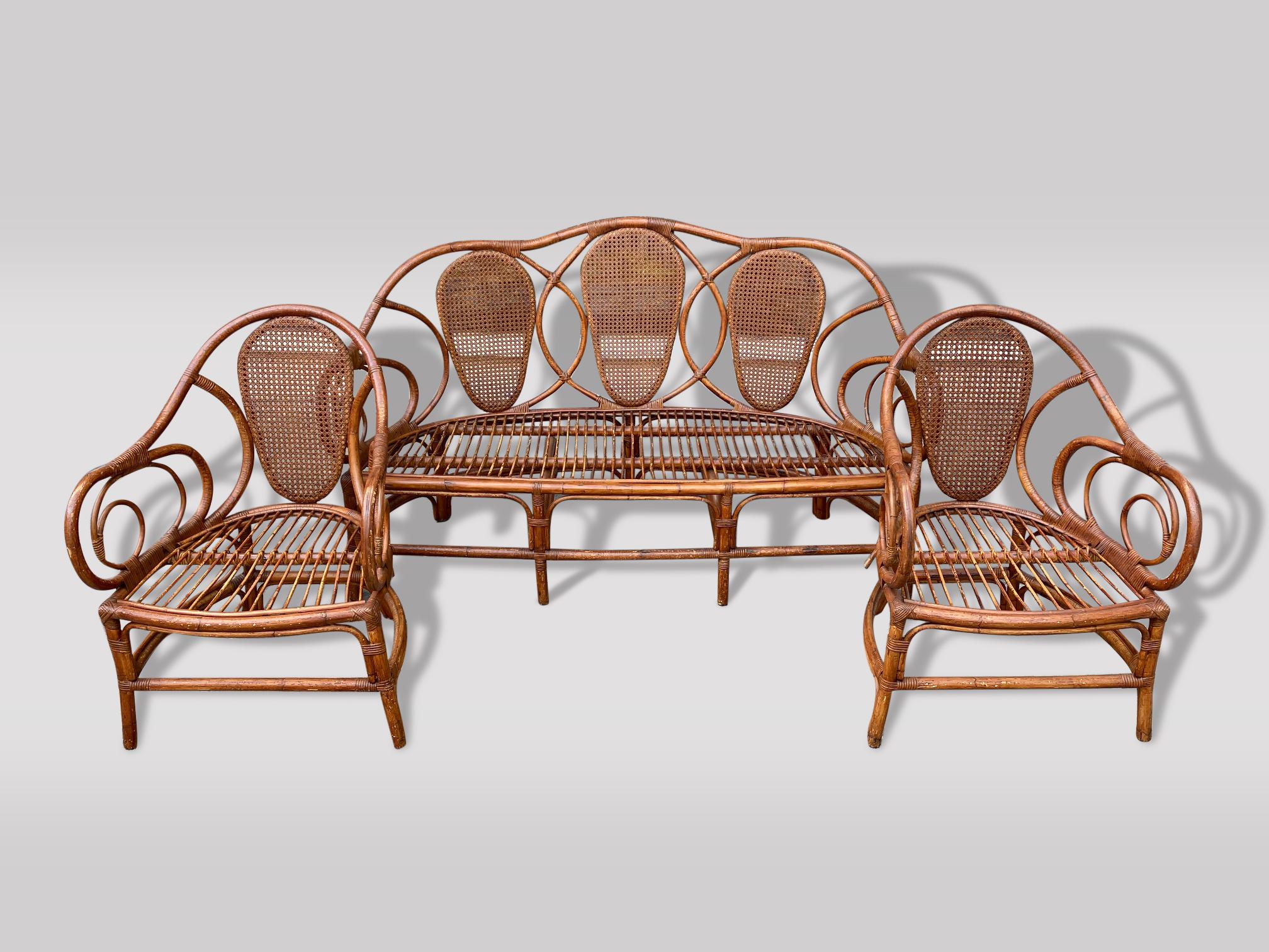 French Provincial 20th Century Vintage Bamboo Bentwood Garden Set in the Manner of Thonet
