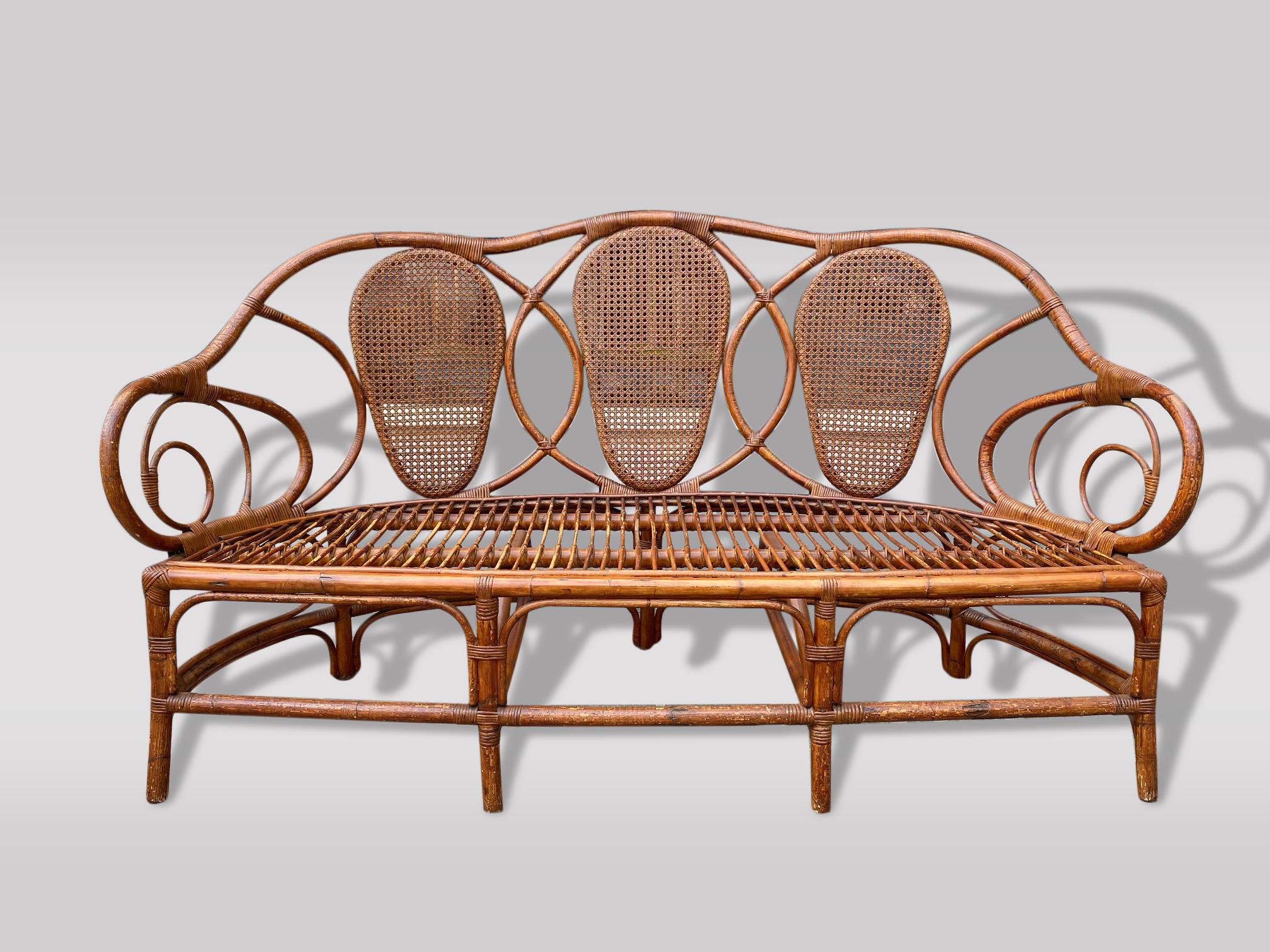 French 20th Century Vintage Bamboo Bentwood Garden Set in the Manner of Thonet
