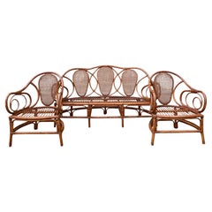 20th Century Used Bamboo Bentwood Garden Set in the Manner of Thonet