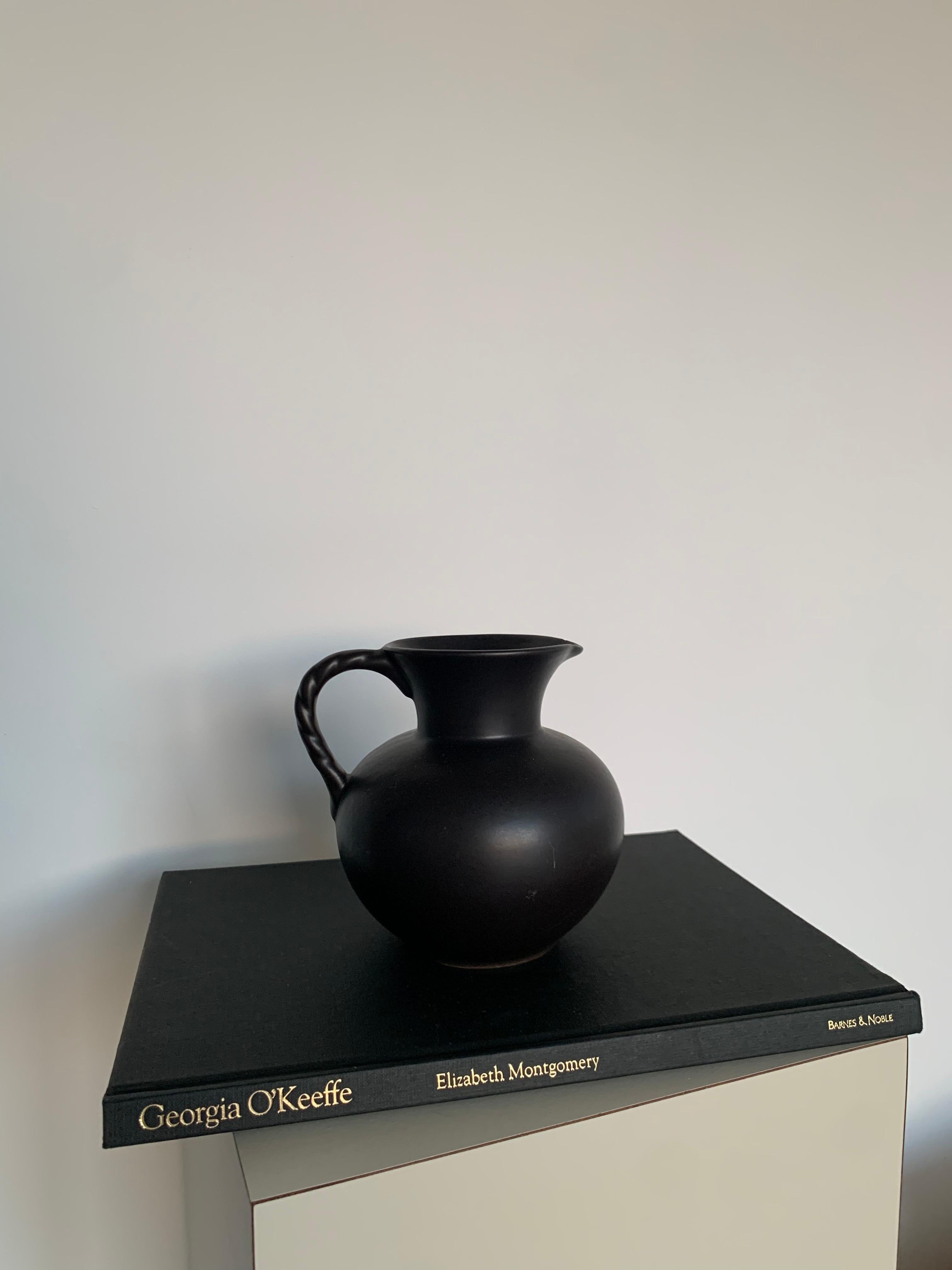 American 20th Century Vintage Black Ceramic Haeger Pitcher