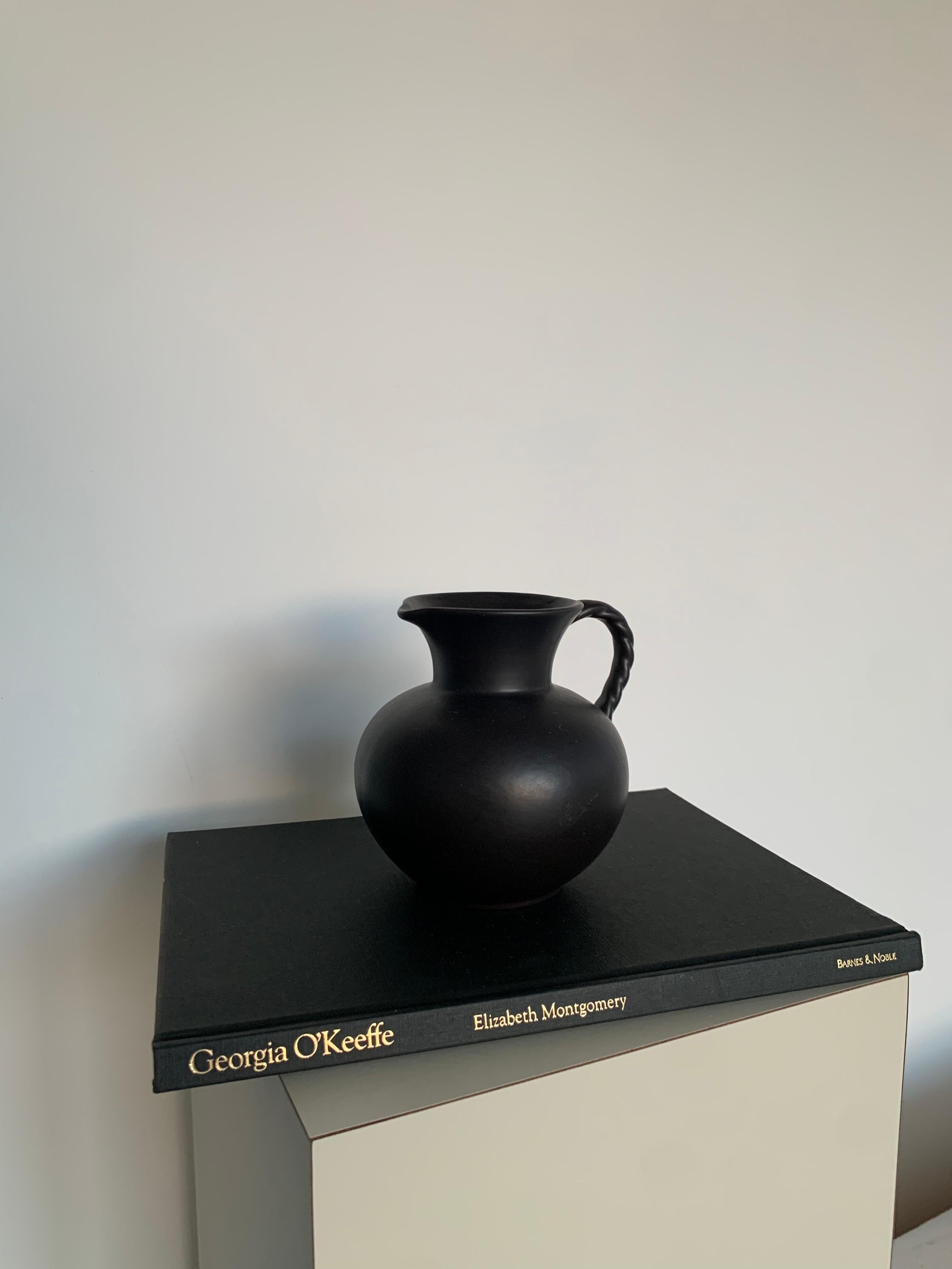 Hand-Crafted 20th Century Vintage Black Ceramic Haeger Pitcher