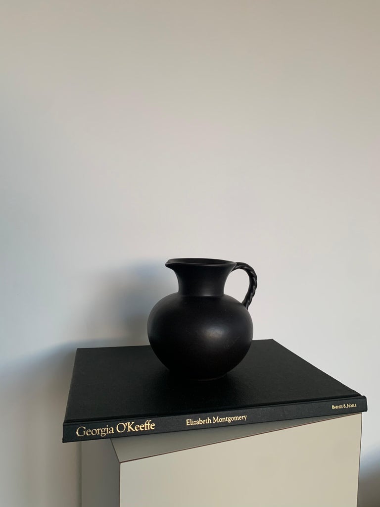 20th Century Vintage Black Ceramic Haeger Pitcher 1