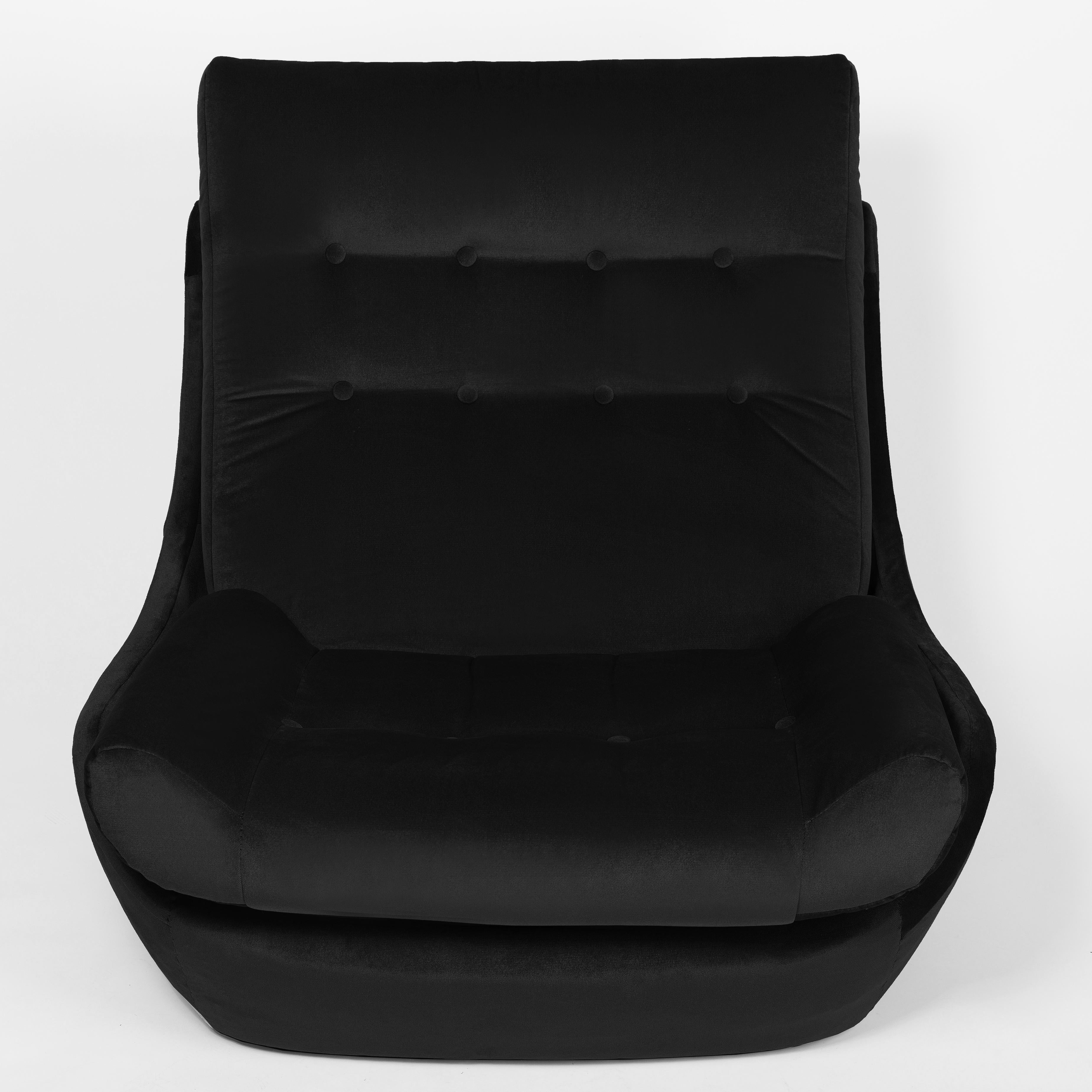 Polish 20th Century Vintage Black Velvet Giant Atlantis Armchair, 1960s For Sale