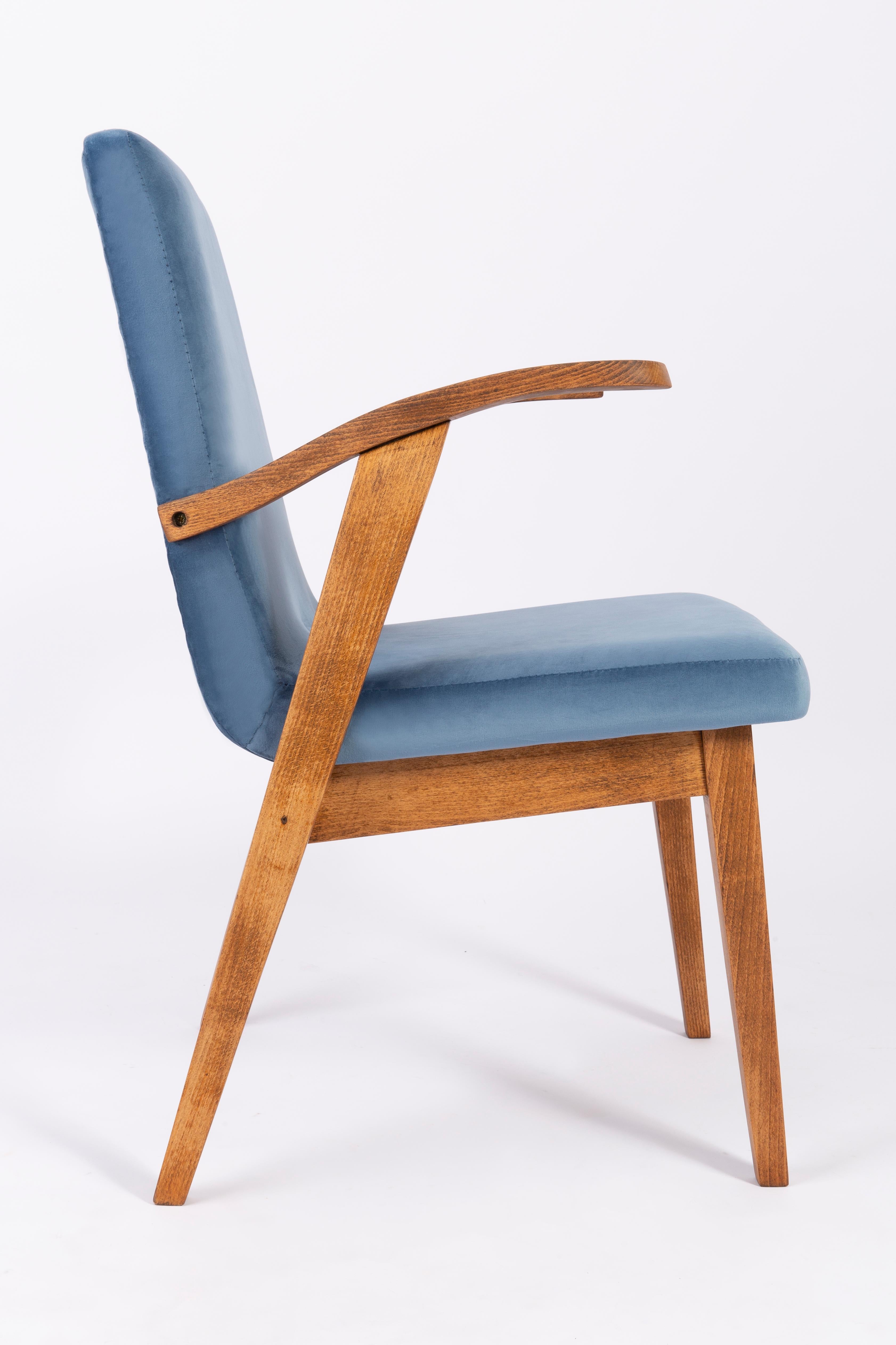 Mid-Century Modern 20th Century Vintage Blue Armchair by Mieczyslaw Puchala, 1960s For Sale