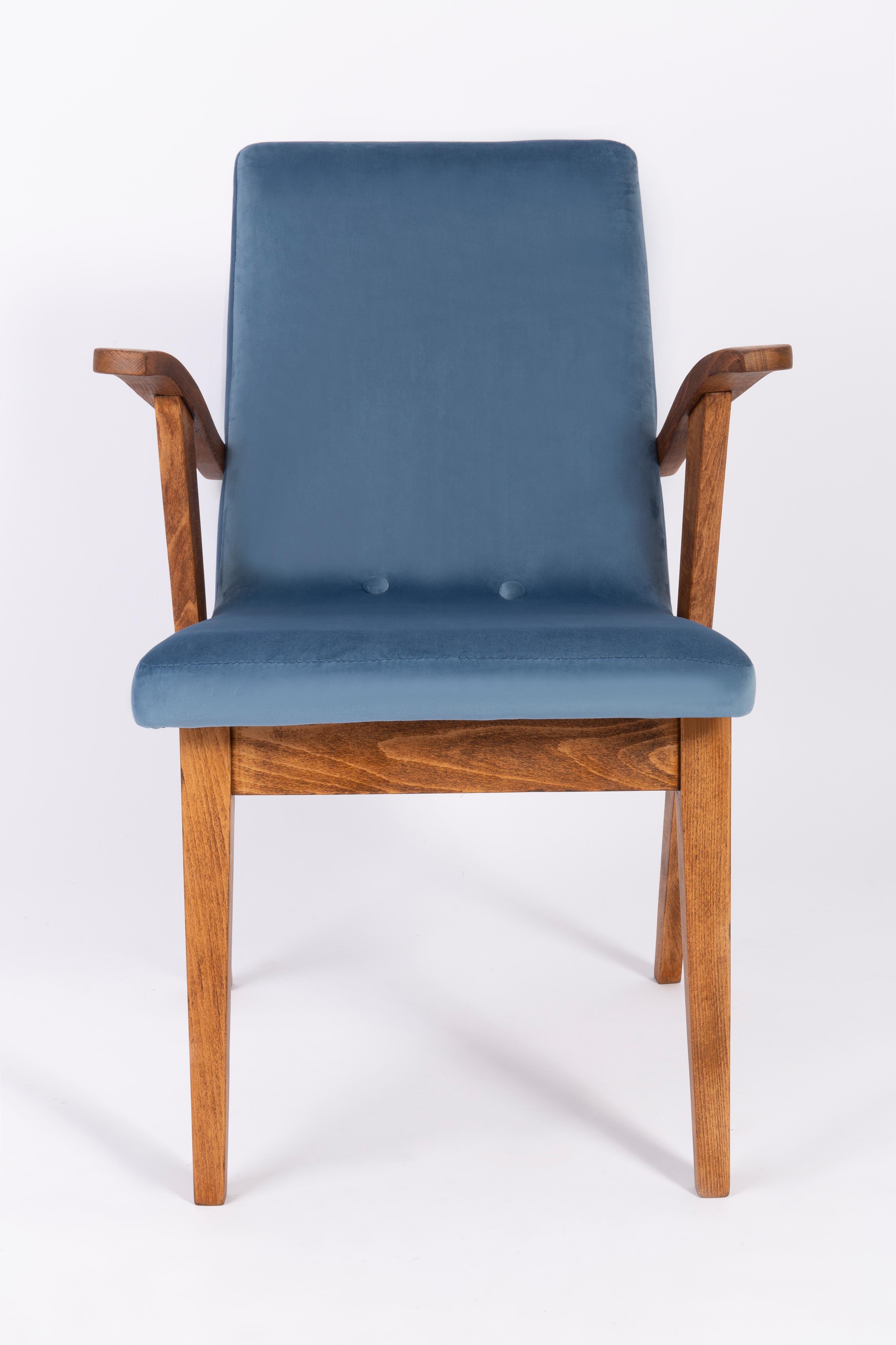 Polish 20th Century Vintage Blue Armchair by Mieczyslaw Puchala, 1960s For Sale