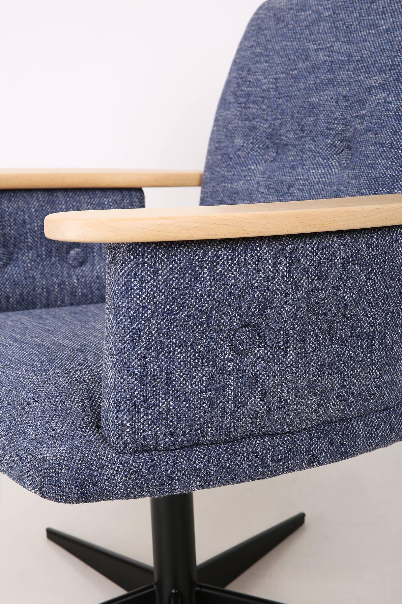 Mid-Century Modern 20th Century Vintage Blue Mini Swivel Armchair, 1960s